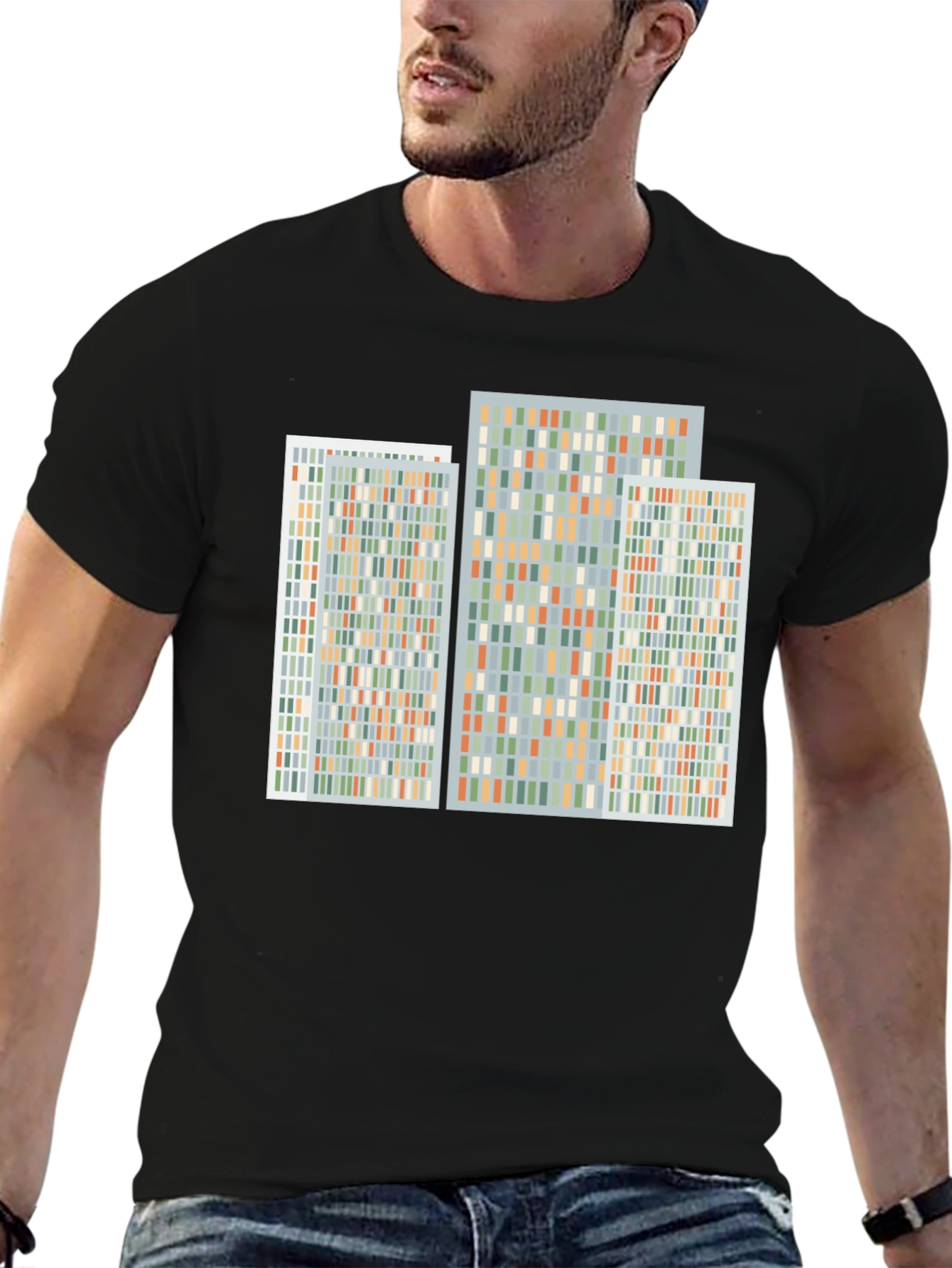 Abstract Geometric Pattern Print Black T-Shirt
