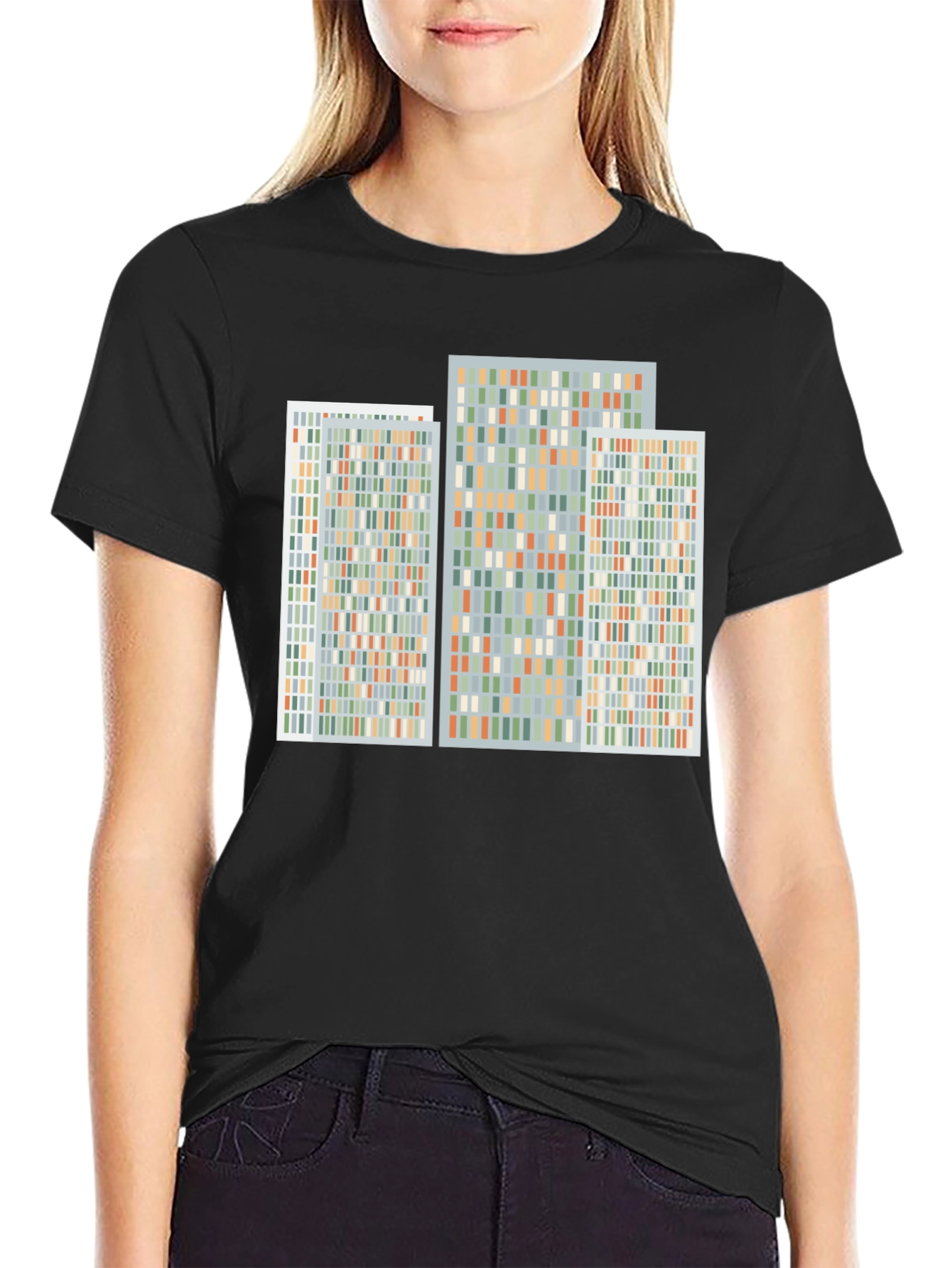 Abstract Geometric Pattern Print Black T-Shirt