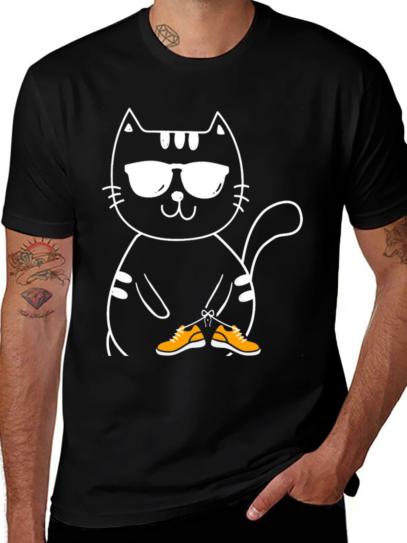 Cool Cat with Shoes Graphic T-Shirt