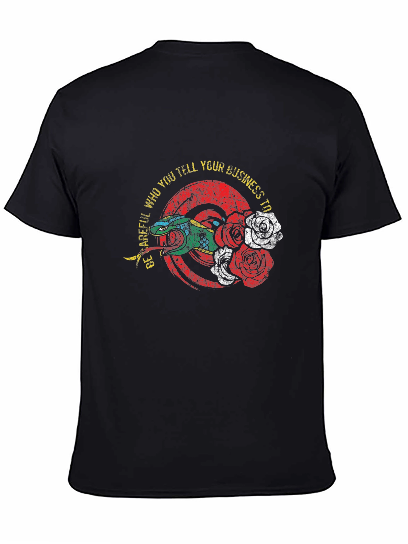 Be Careful Graphic Tee - Snake and Roses