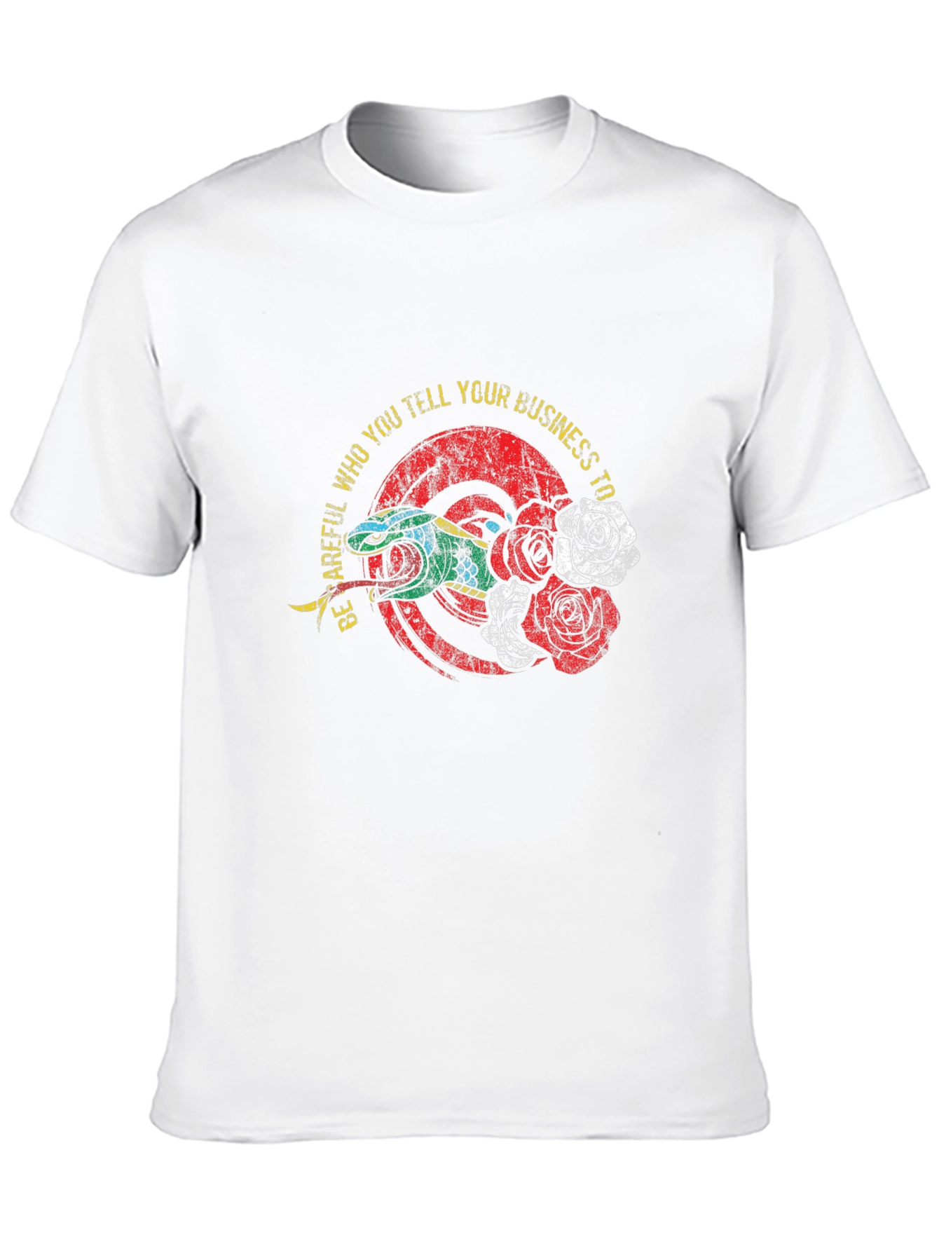 Be Careful Graphic Tee - Snake and Roses