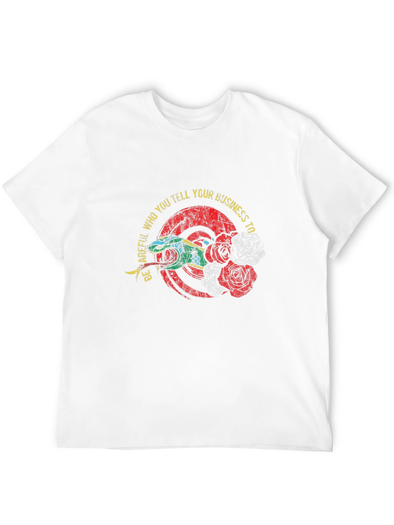 Be Careful Graphic Tee - Snake and Roses