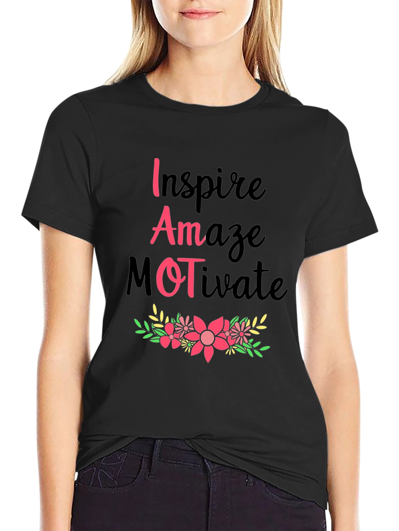 Inspire Amaze Motivate Floral Graphic Tee