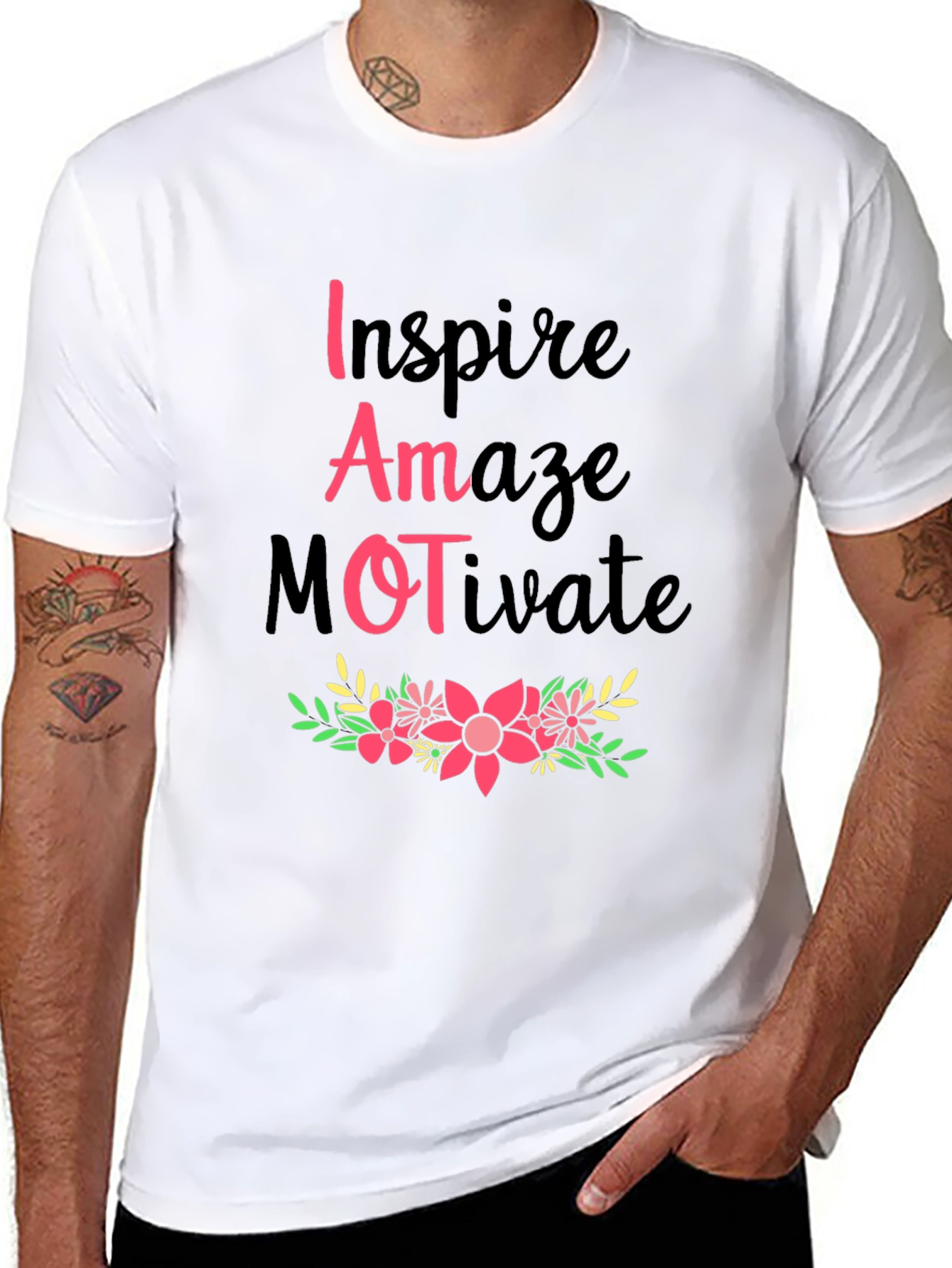 Inspire Amaze Motivate Floral Graphic Tee