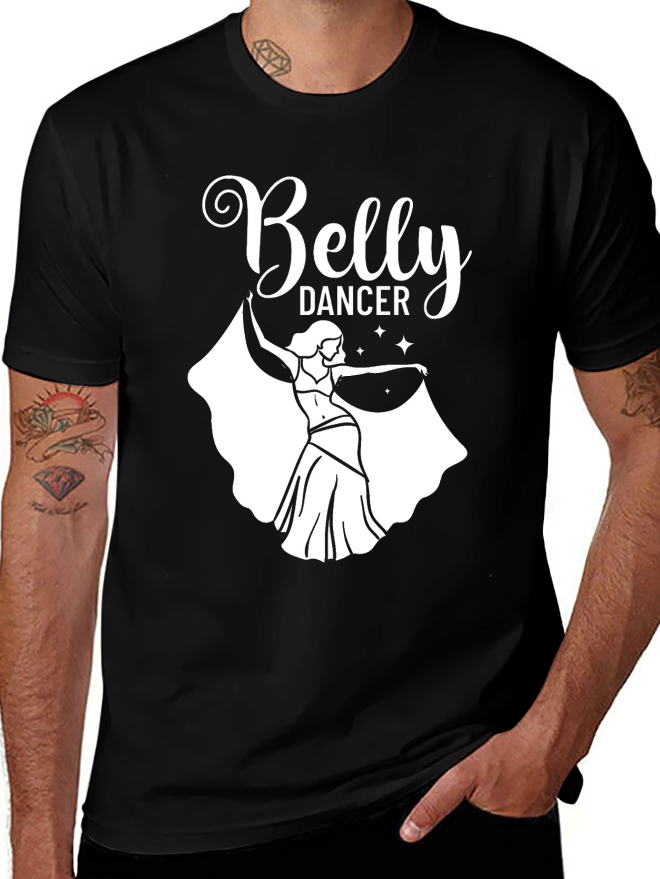Belly Dancer Graphic Tee - Mens Black T-Shirt