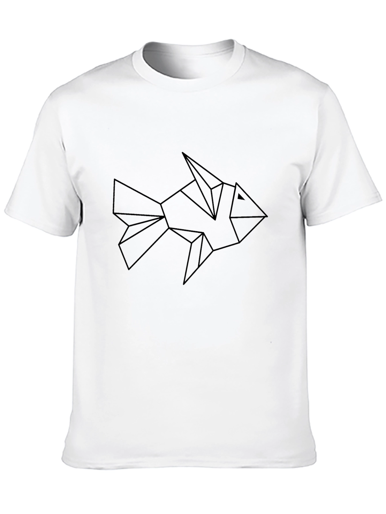 Geometric Fish Graphic Tee - Modern Black T-Shirt