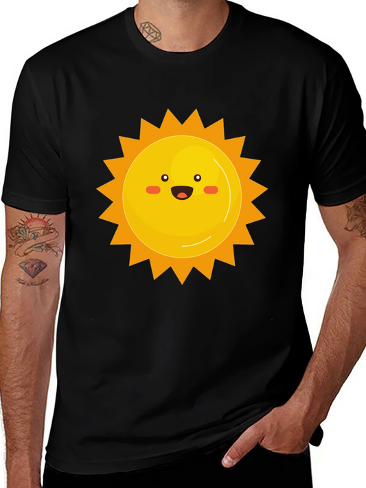 Smiling Sun Graphic Print Black Tee