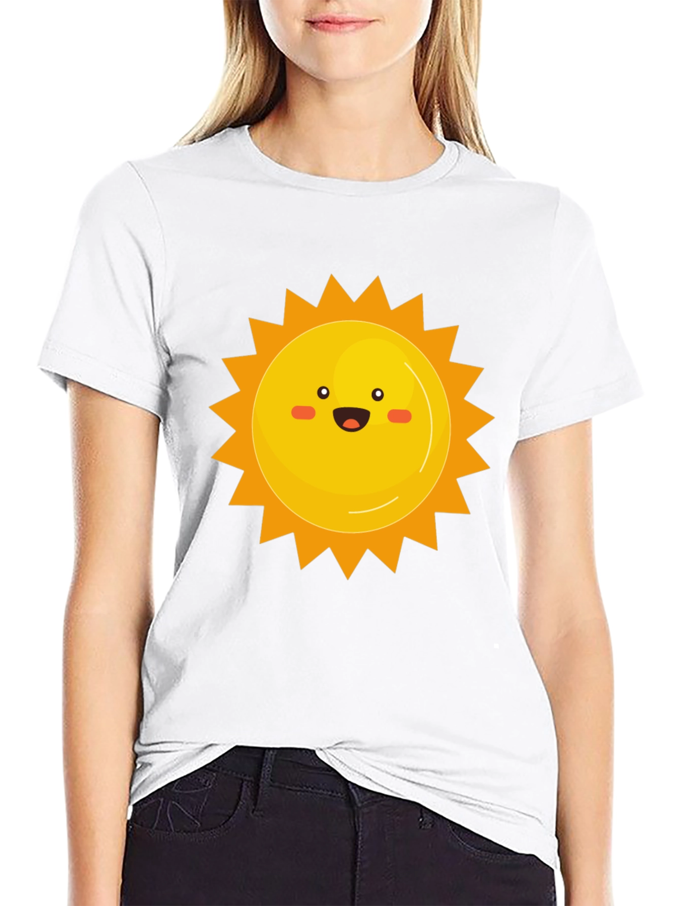 Smiling Sun Graphic Print Black Tee