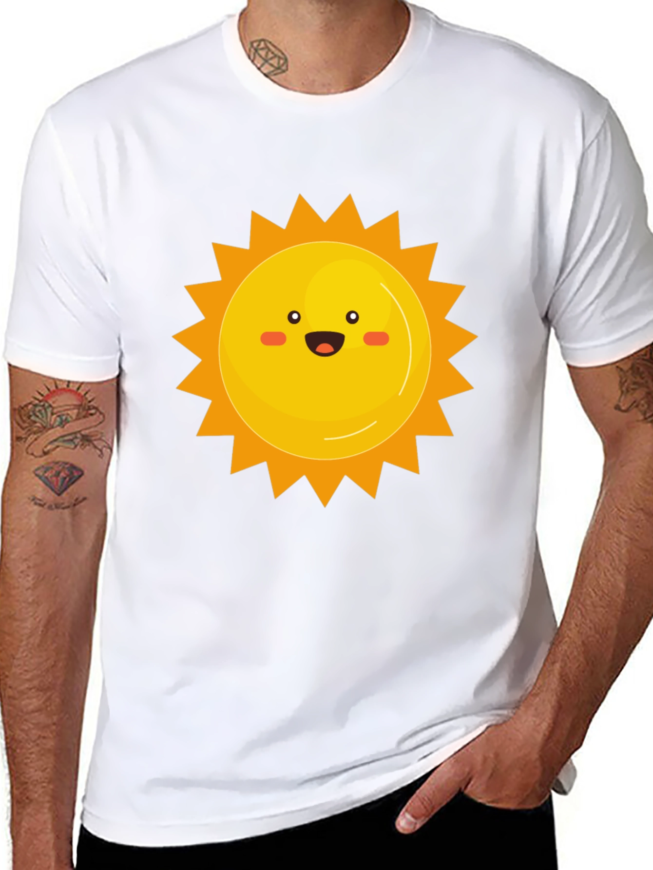 Smiling Sun Graphic Print Black Tee