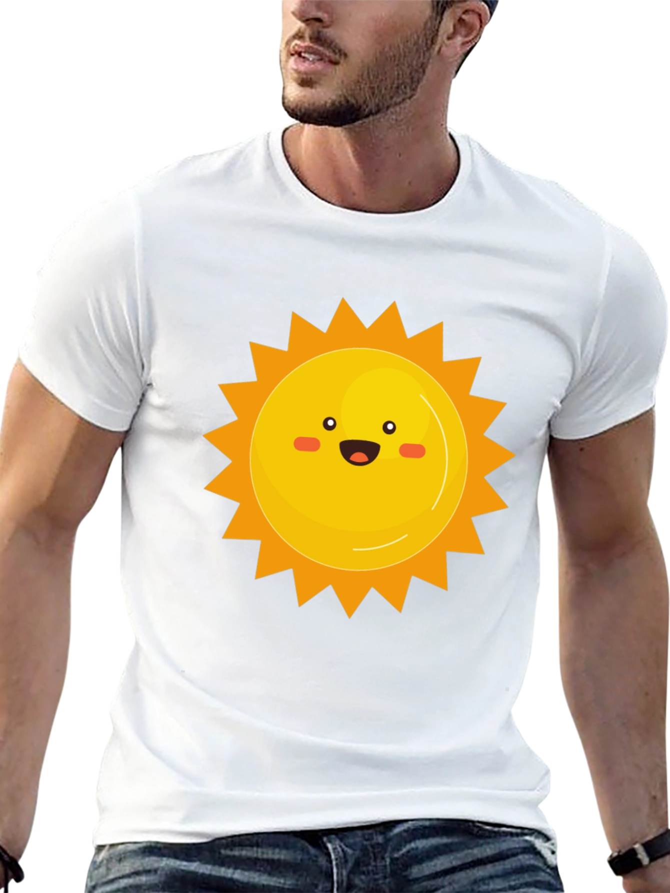 Smiling Sun Graphic Print Black Tee