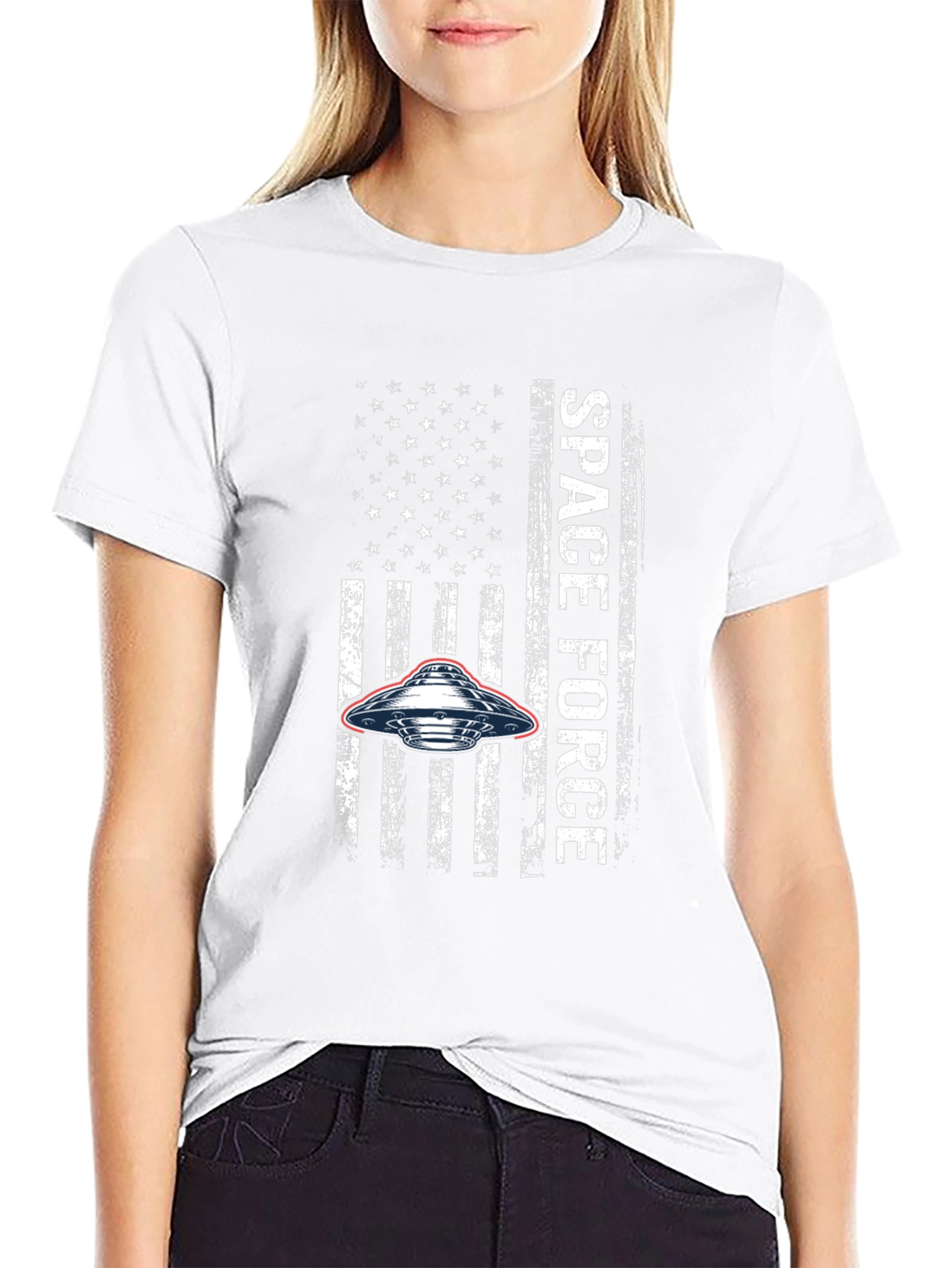 Space Force USA Flag UFO Graphic T-Shirt
