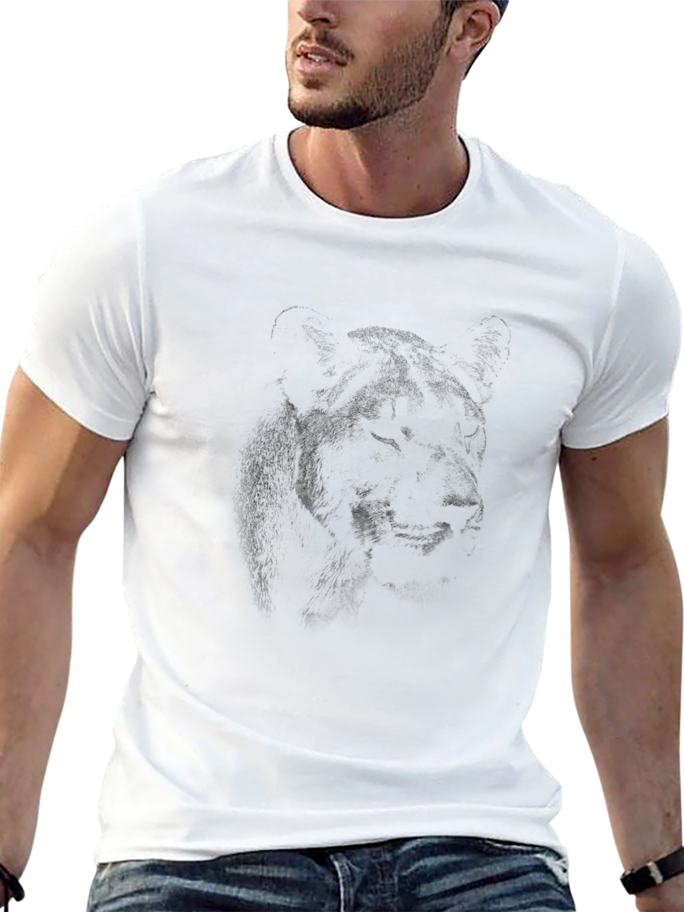 Mens Black Lion Graphic Print T-Shirt