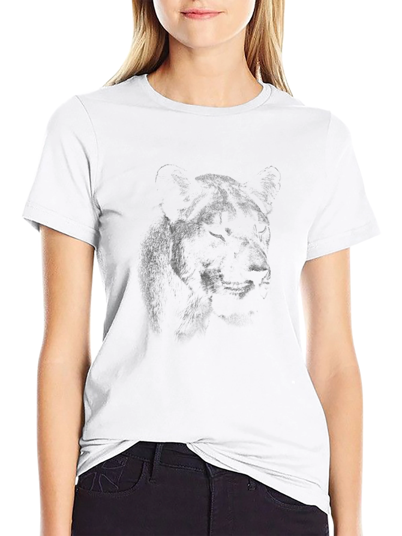 Mens Black Lion Graphic Print T-Shirt