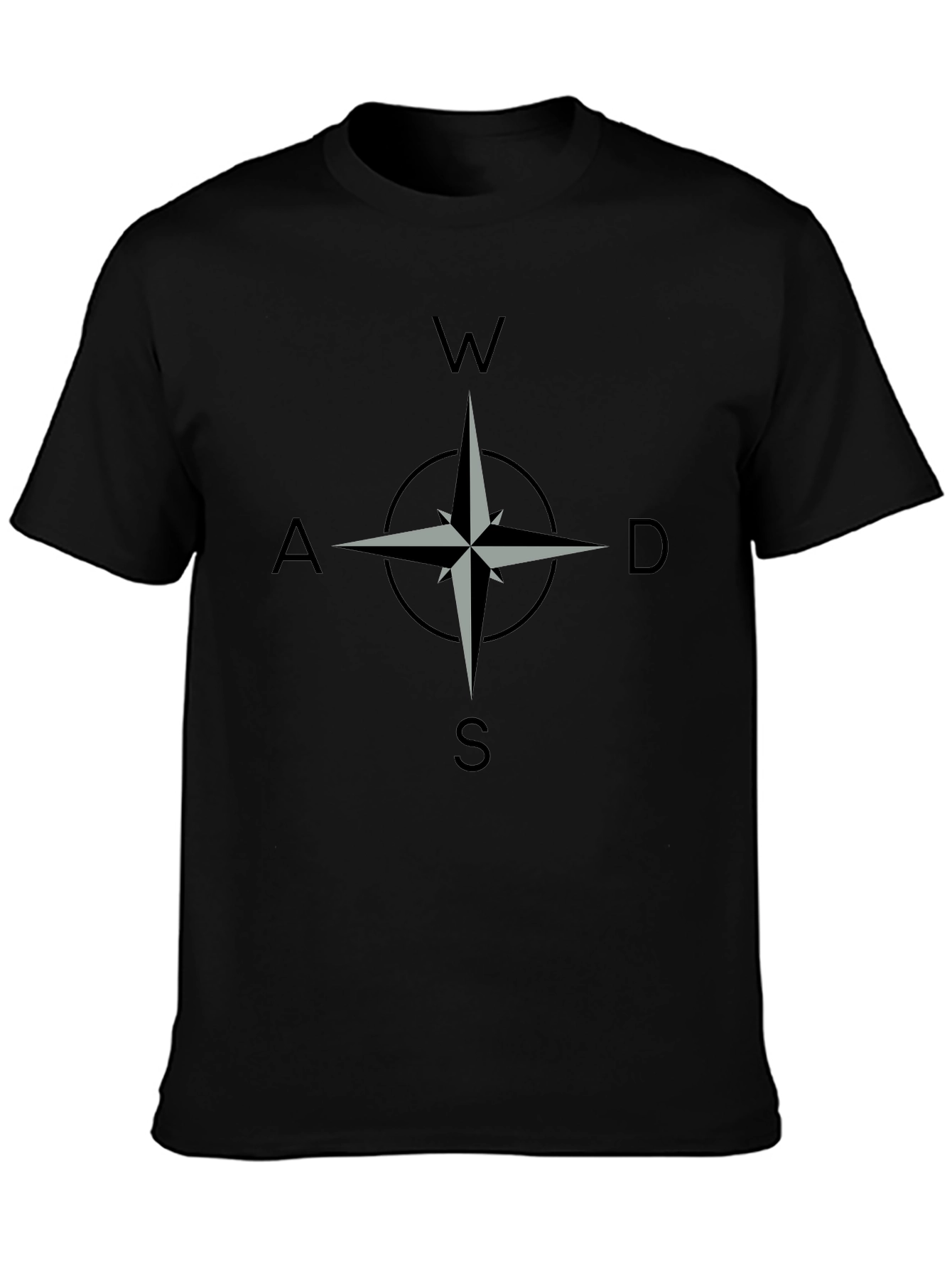 Compass Rose Graphic T-Shirt - Black Casual Style