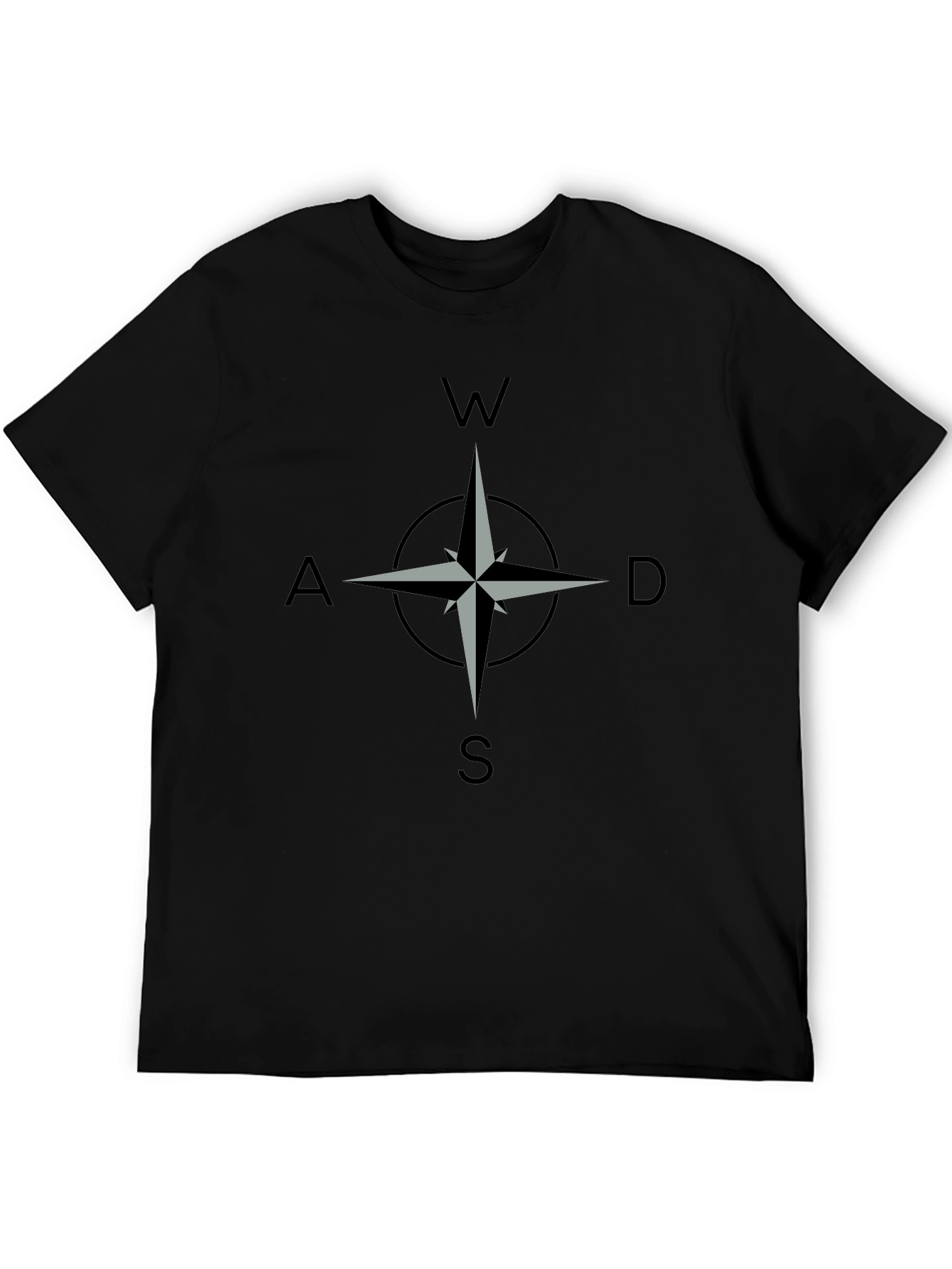 Compass Rose Graphic T-Shirt - Black Casual Style
