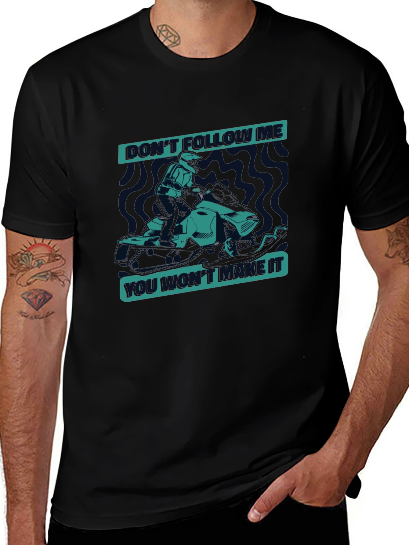 Dont Follow Me Snowmobile Graphic Tee - Black