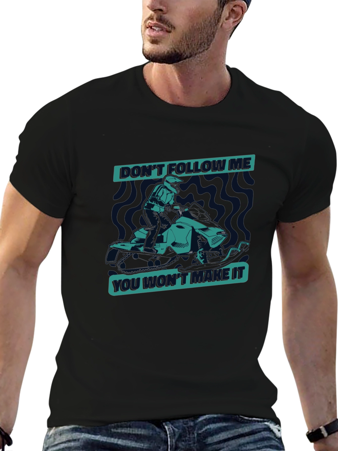 Dont Follow Me Snowmobile Graphic Tee - Black