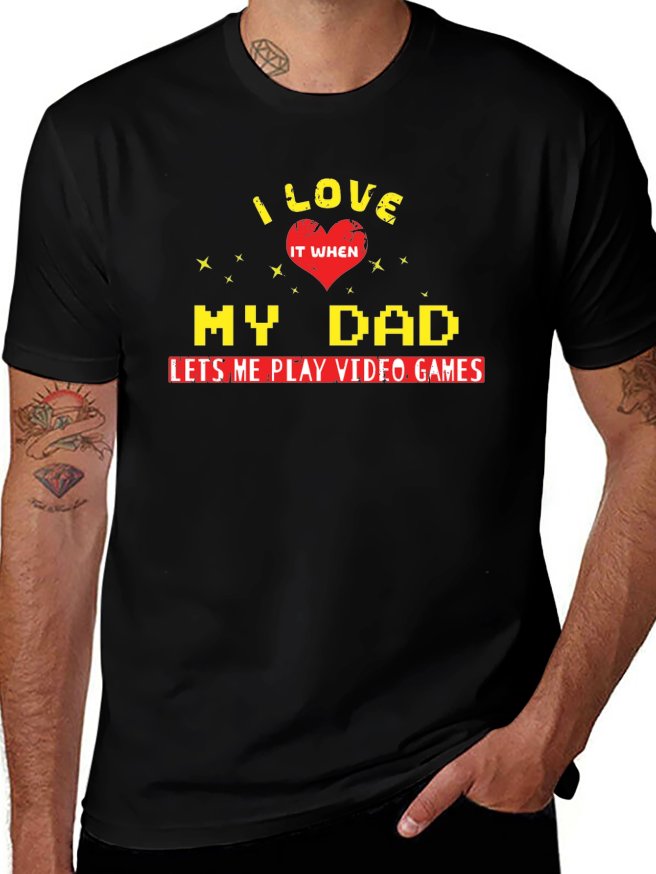 I Love My Dad Video Games Black T-Shirt