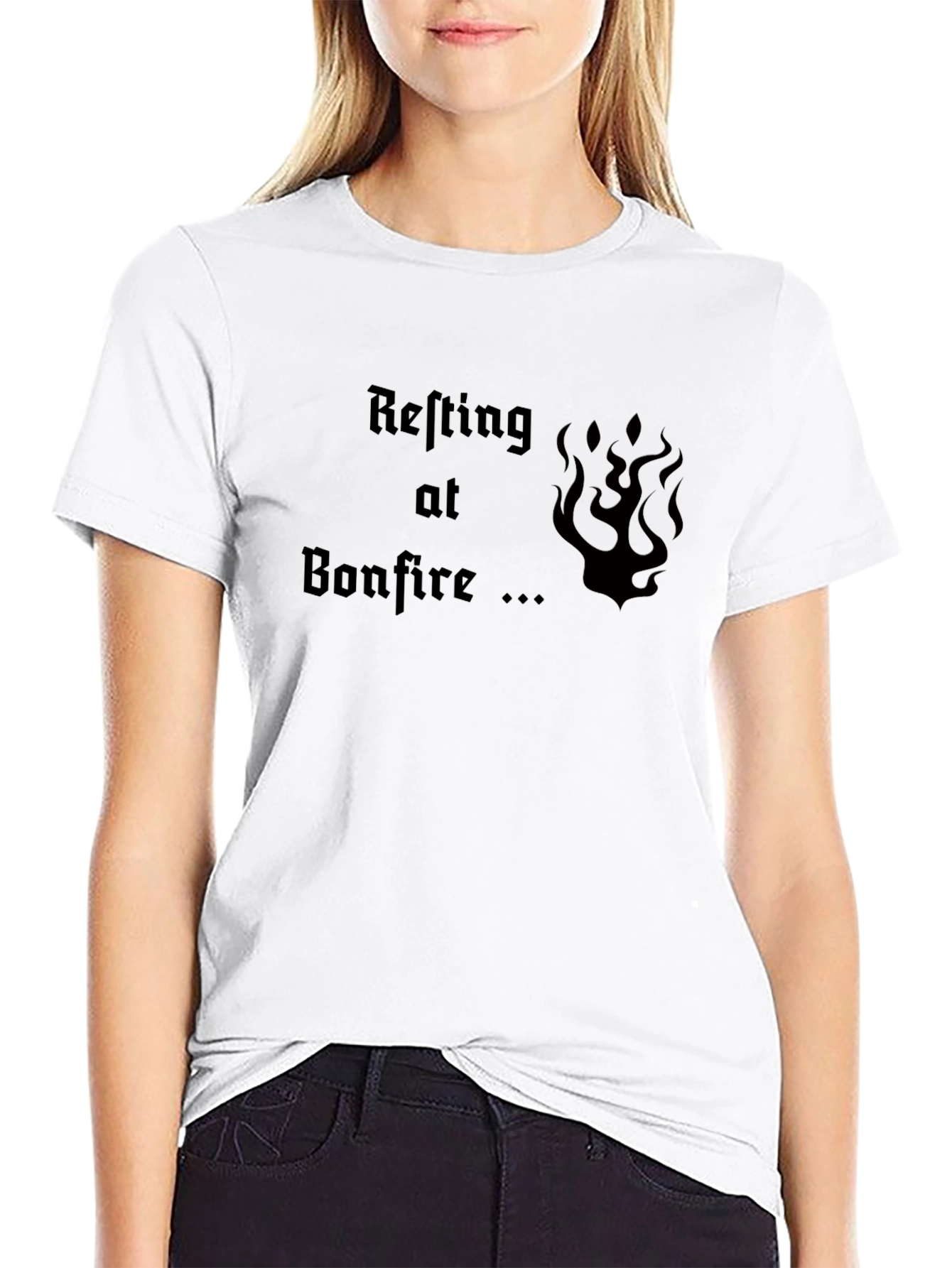 Resting at Bonfire Graphic Tee - Black