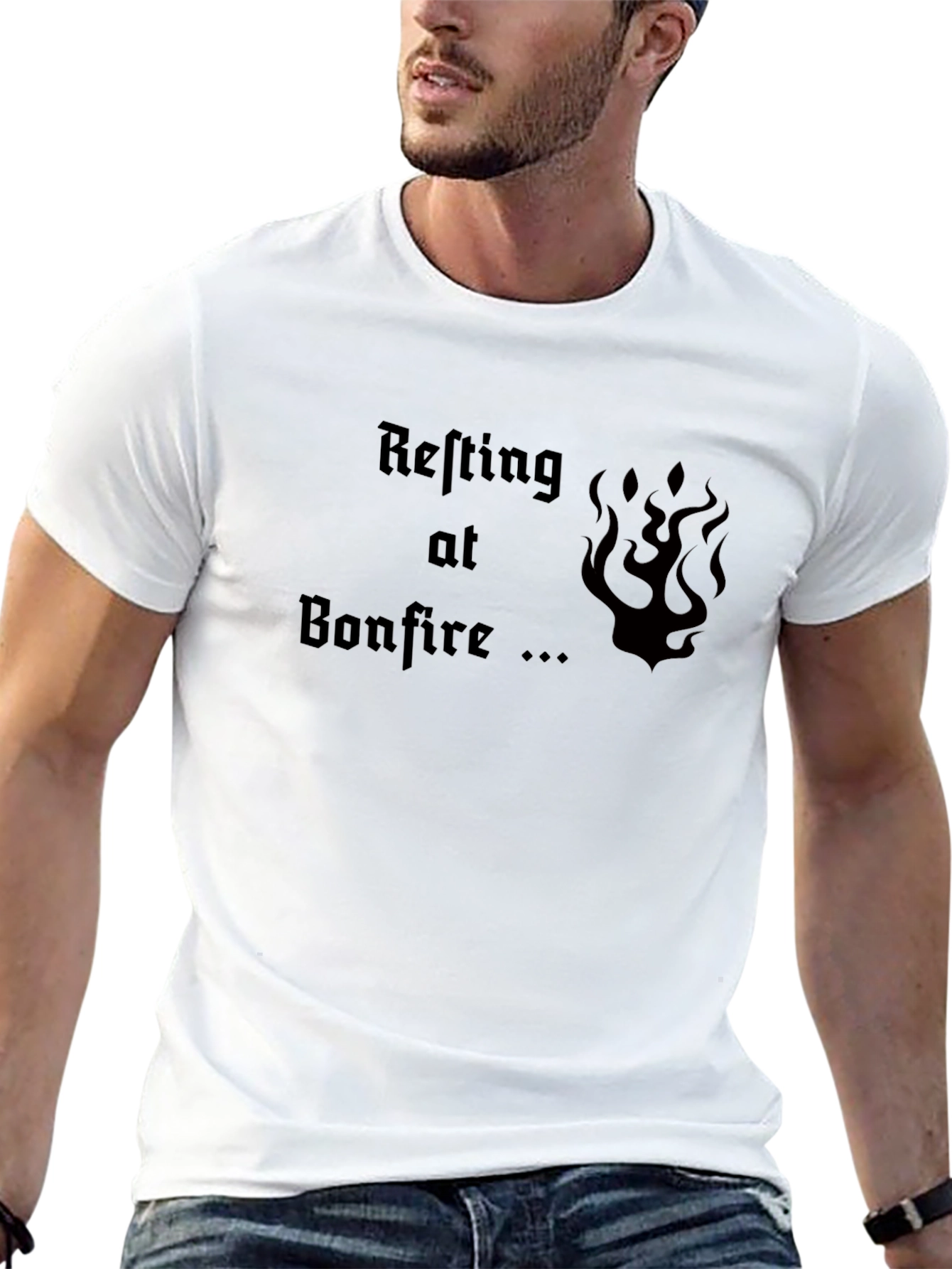 Resting at Bonfire Graphic Tee - Black