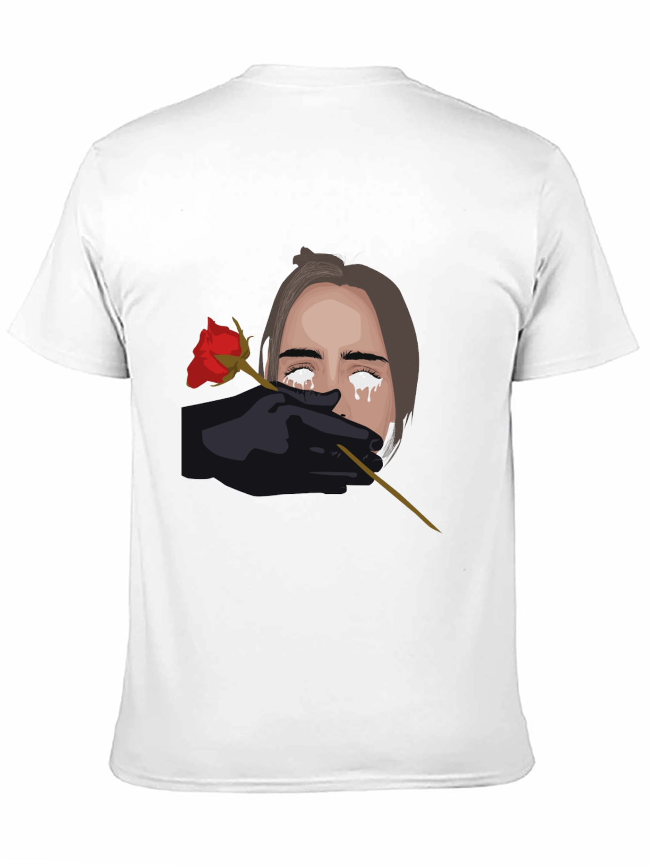 Tearful Rose Graphic Black T-Shirt