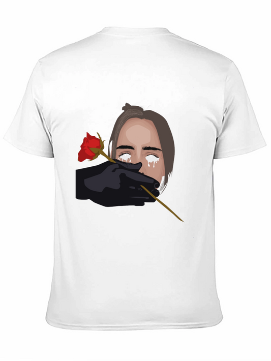 Tearful Rose Graphic Black T-Shirt