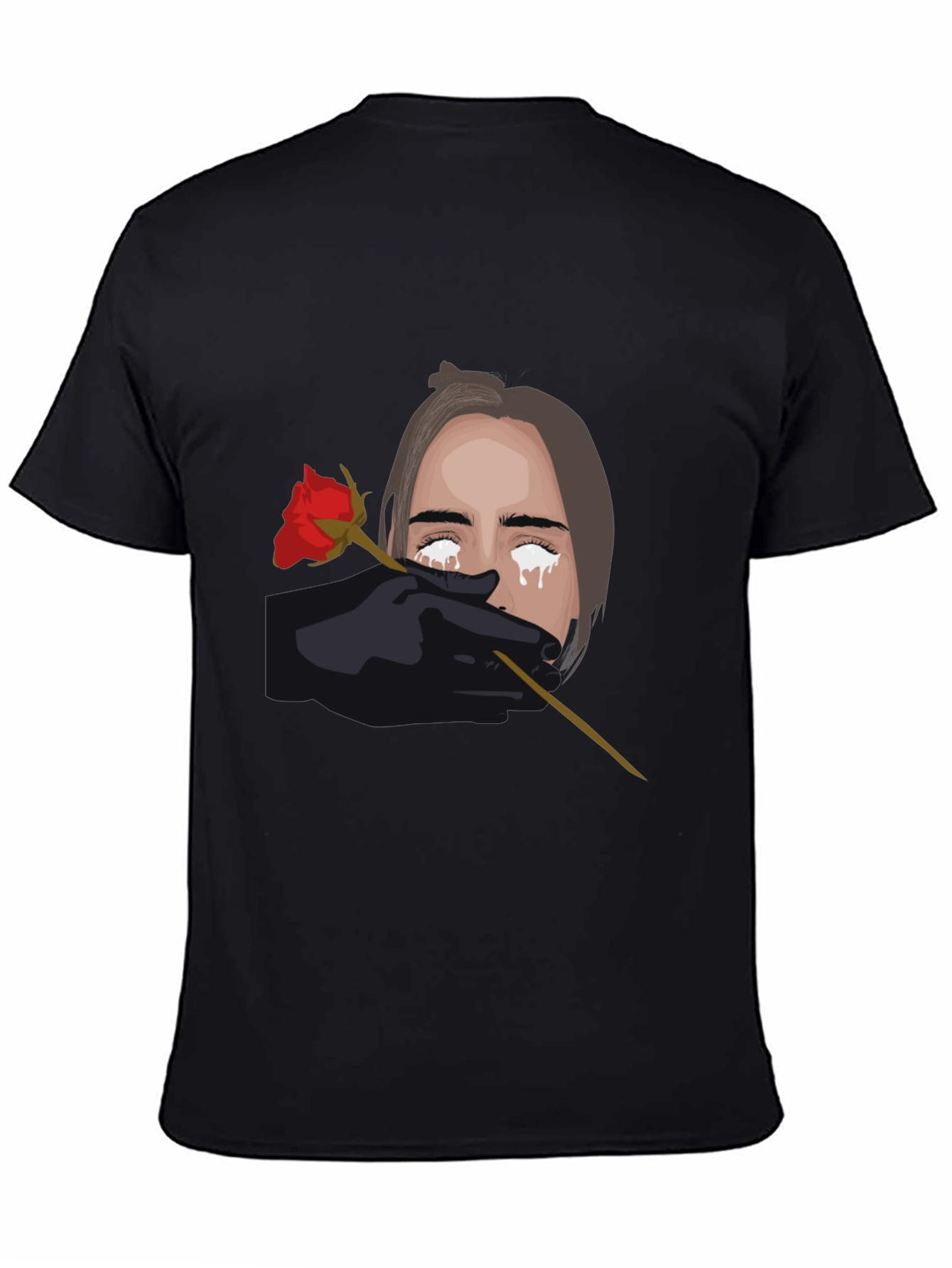 Tearful Rose Graphic Black T-Shirt