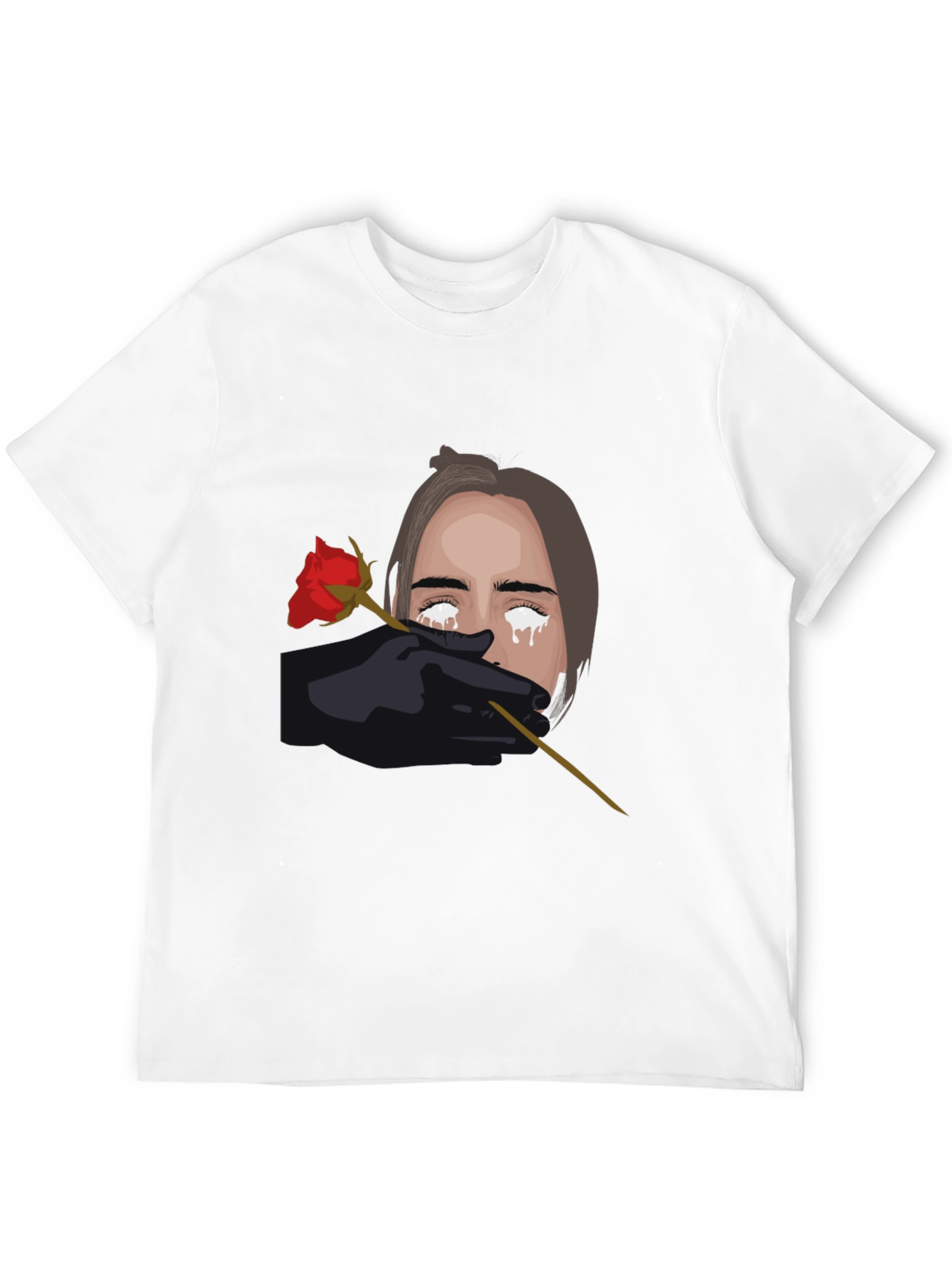 Tearful Rose Graphic Black T-Shirt