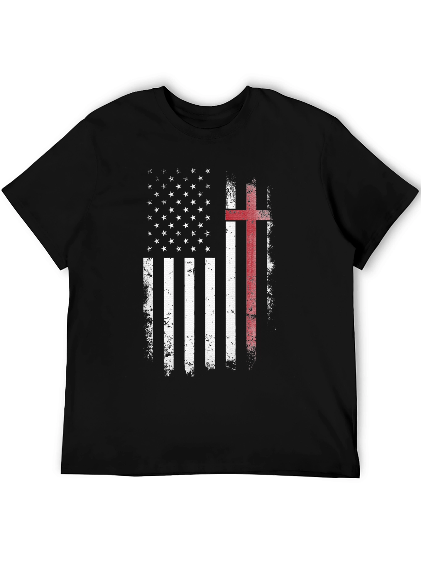 American Flag Christian Cross Graphic T-Shirt