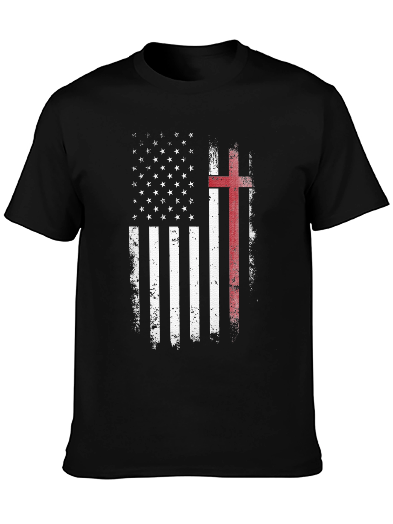 American Flag Christian Cross Graphic T-Shirt