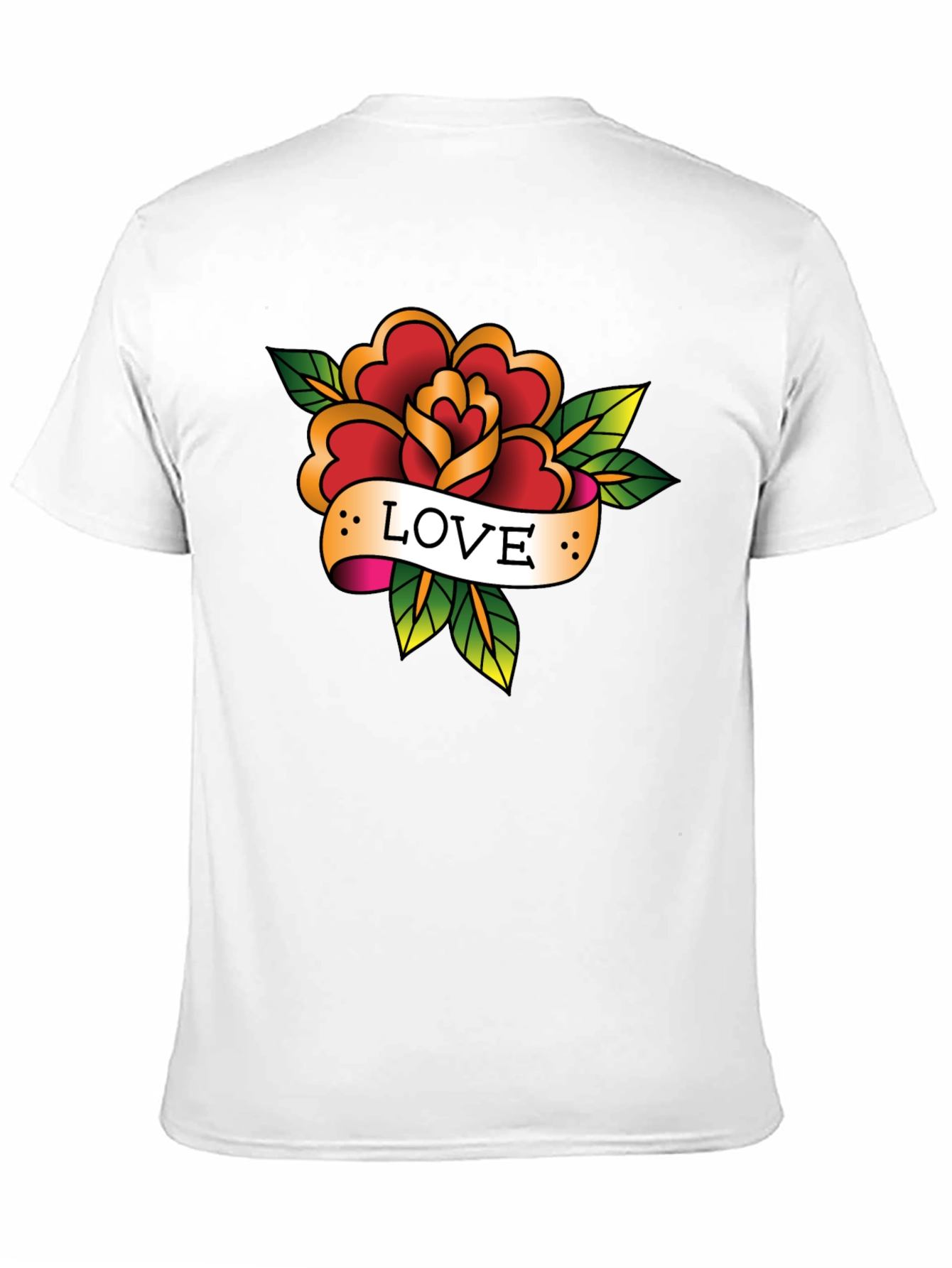 Love Rose Tattoo Style Black Graphic Tee