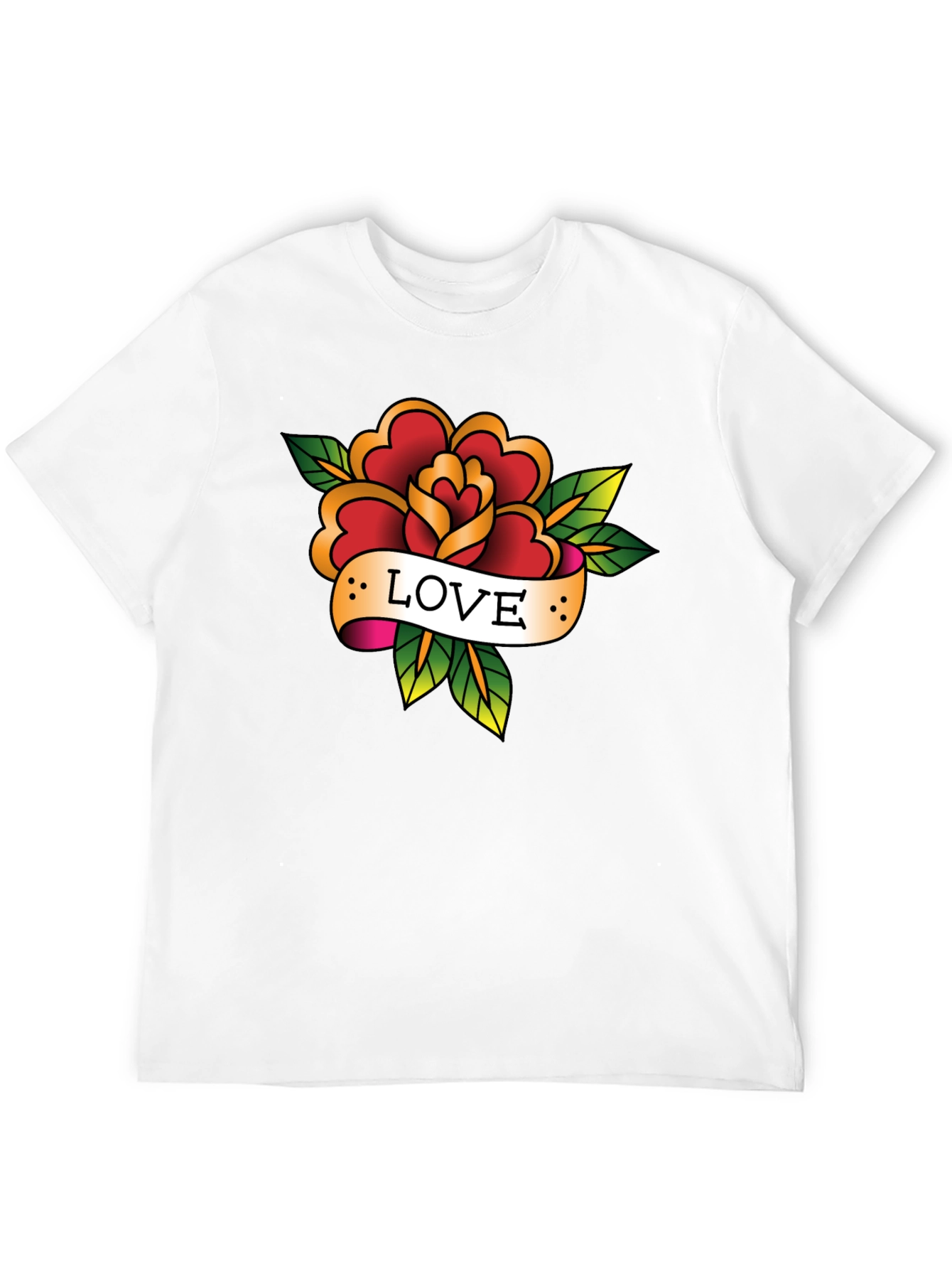 Love Rose Tattoo Style Black Graphic Tee