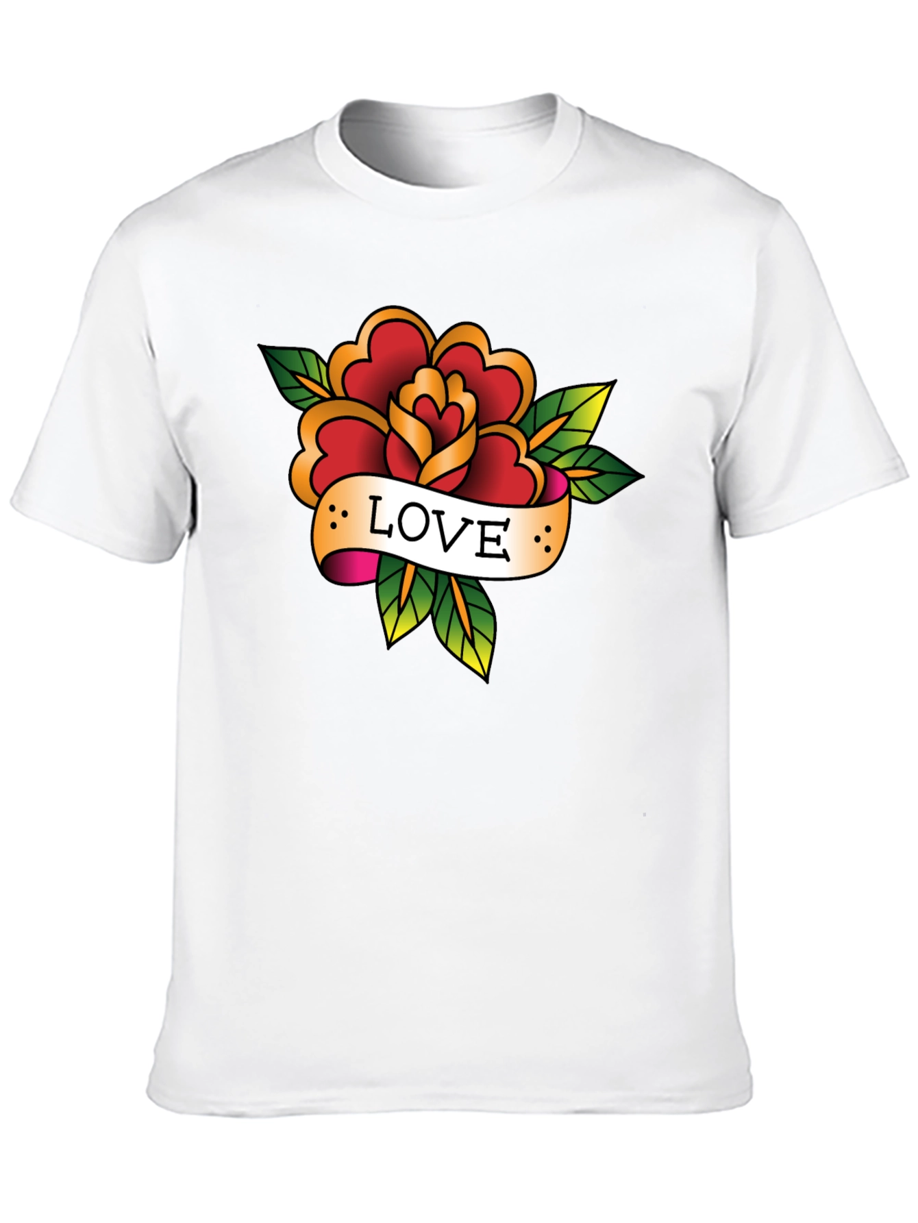 Love Rose Tattoo Style Black Graphic Tee