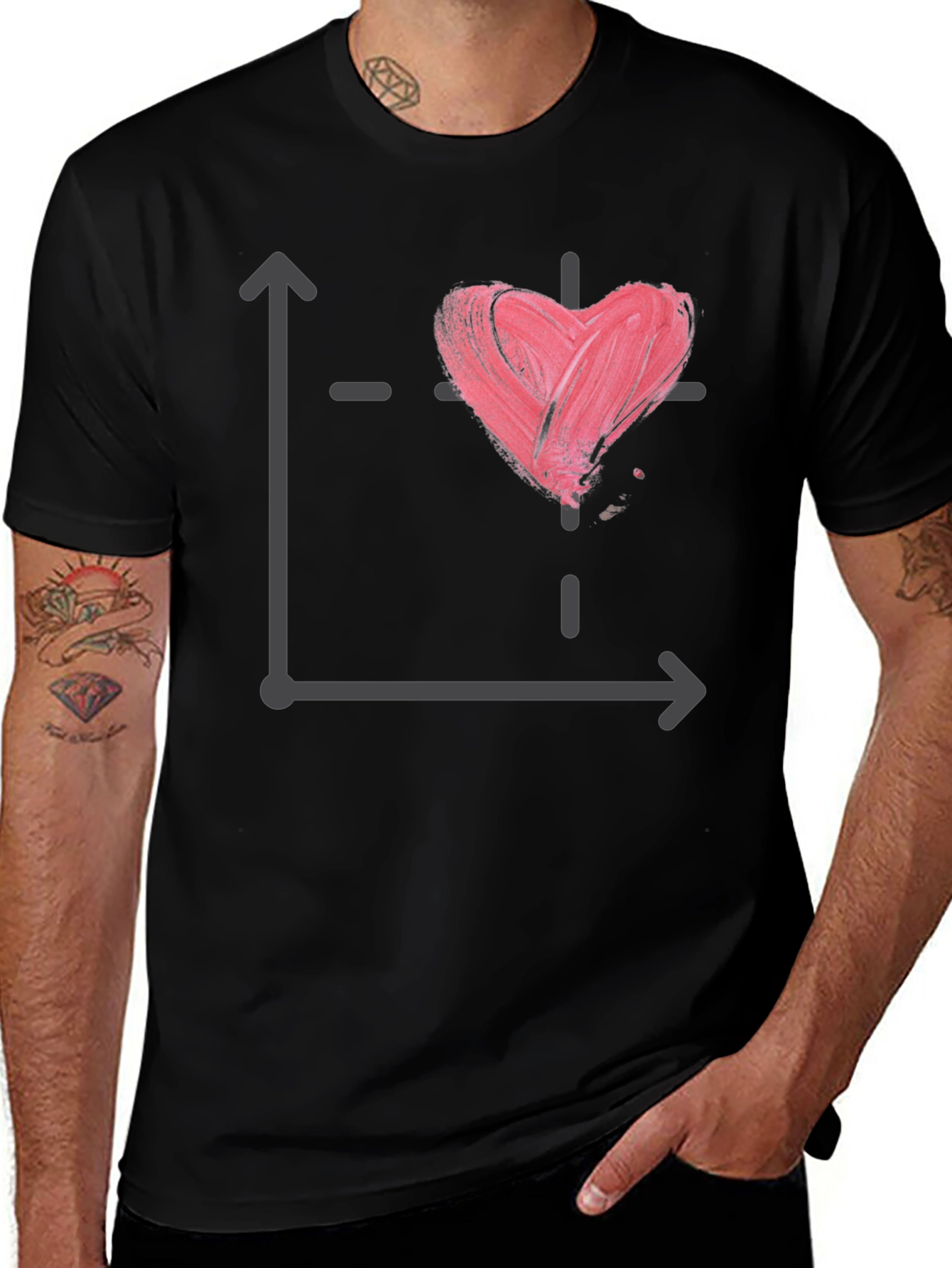 Heart Graph T-Shirt - Mens Black Tee
