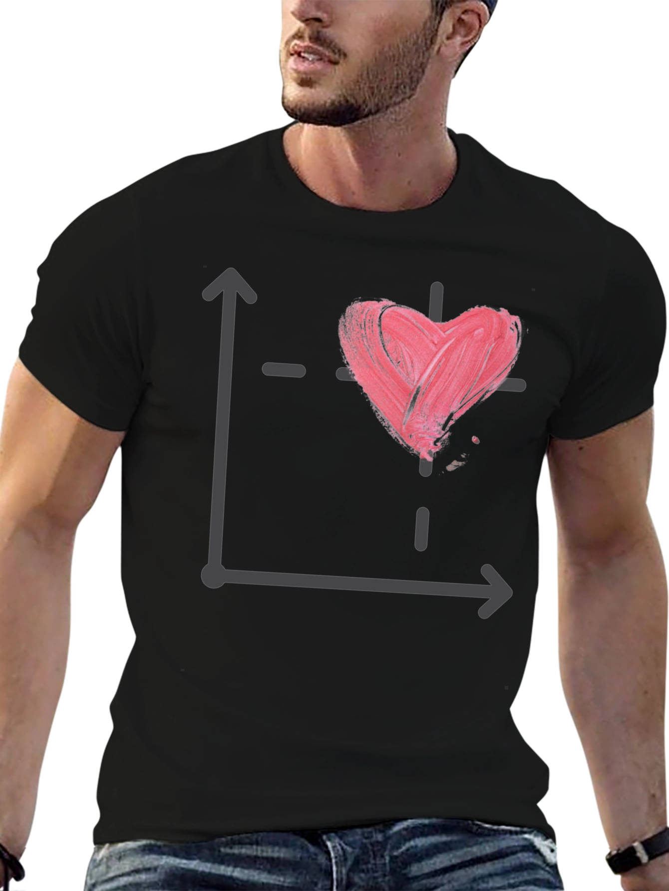 Heart Graph T-Shirt - Mens Black Tee