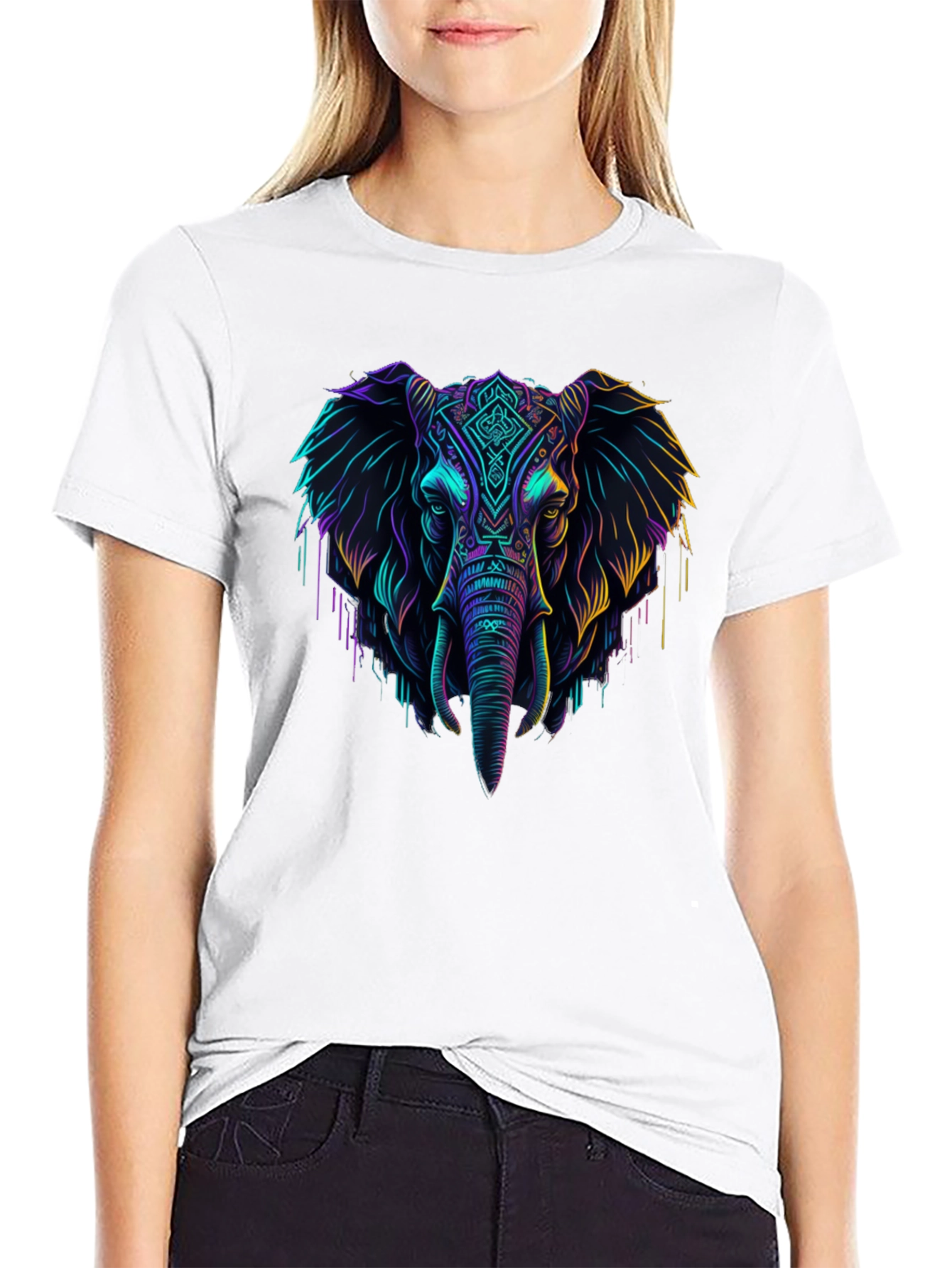 Neon Elephant Graphic Tee - Cool Style