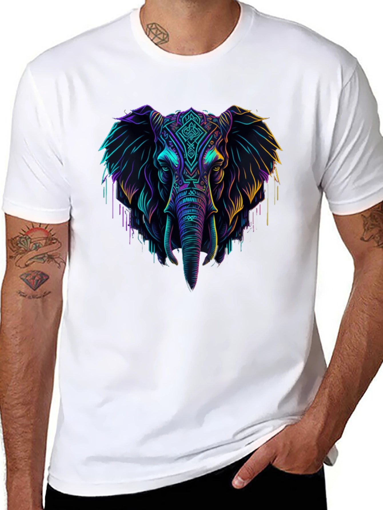 Neon Elephant Graphic Tee - Cool Style