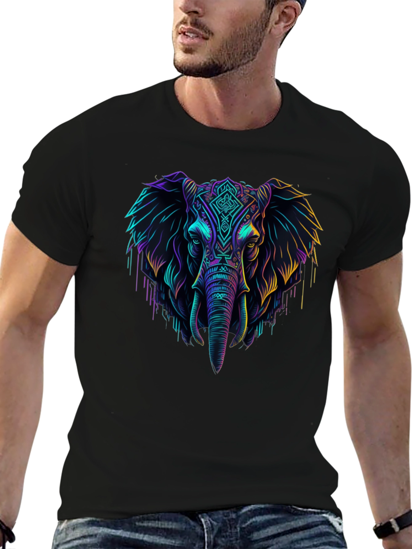 Neon Elephant Graphic Tee - Cool Style