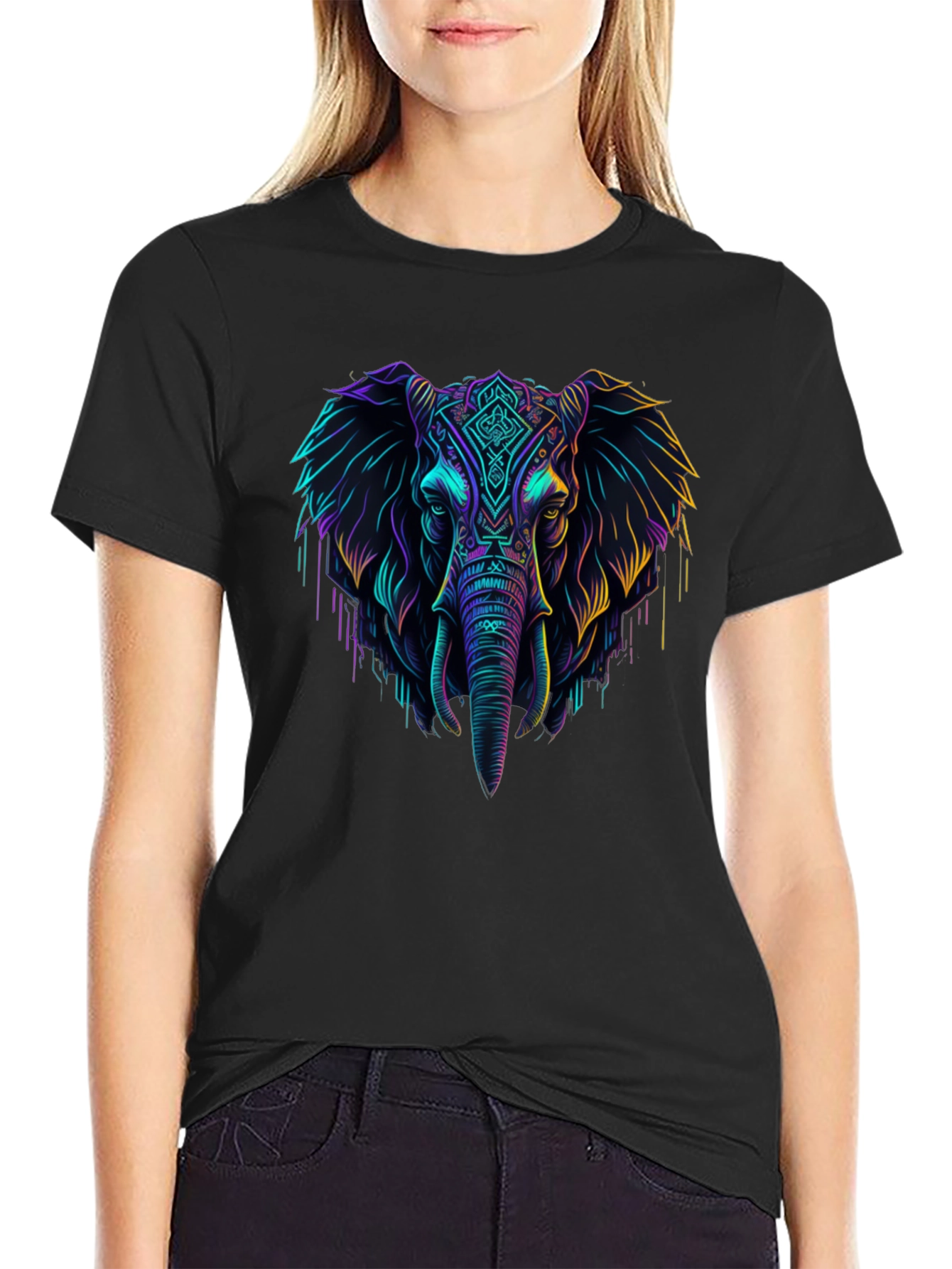Neon Elephant Graphic Tee - Cool Style