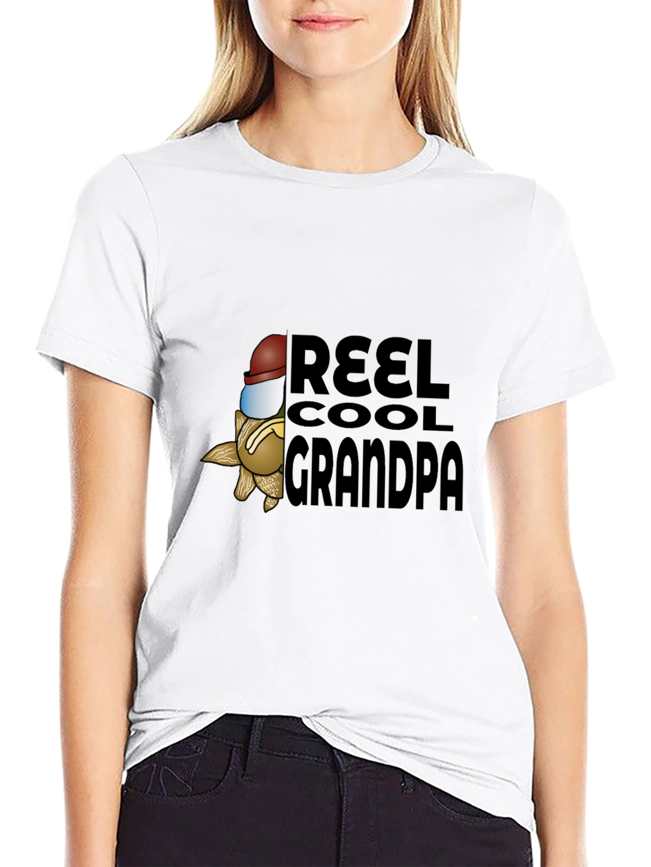 Reel Cool Grandpa Black T-Shirt