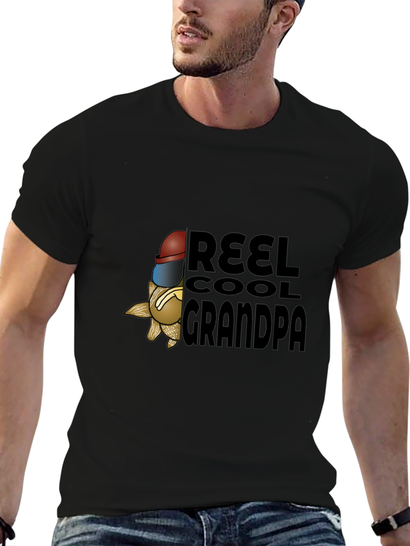 Reel Cool Grandpa Black T-Shirt