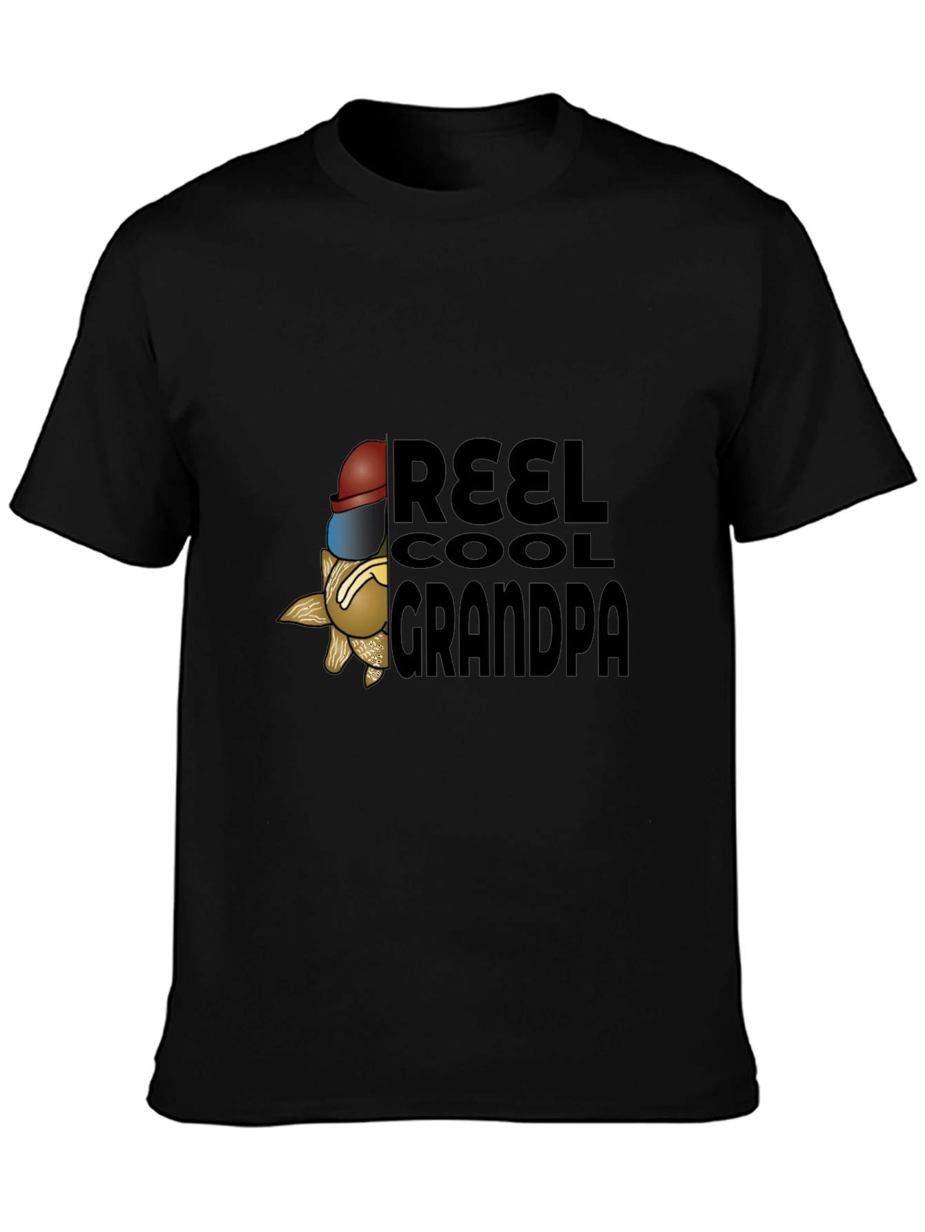 Reel Cool Grandpa Black T-Shirt