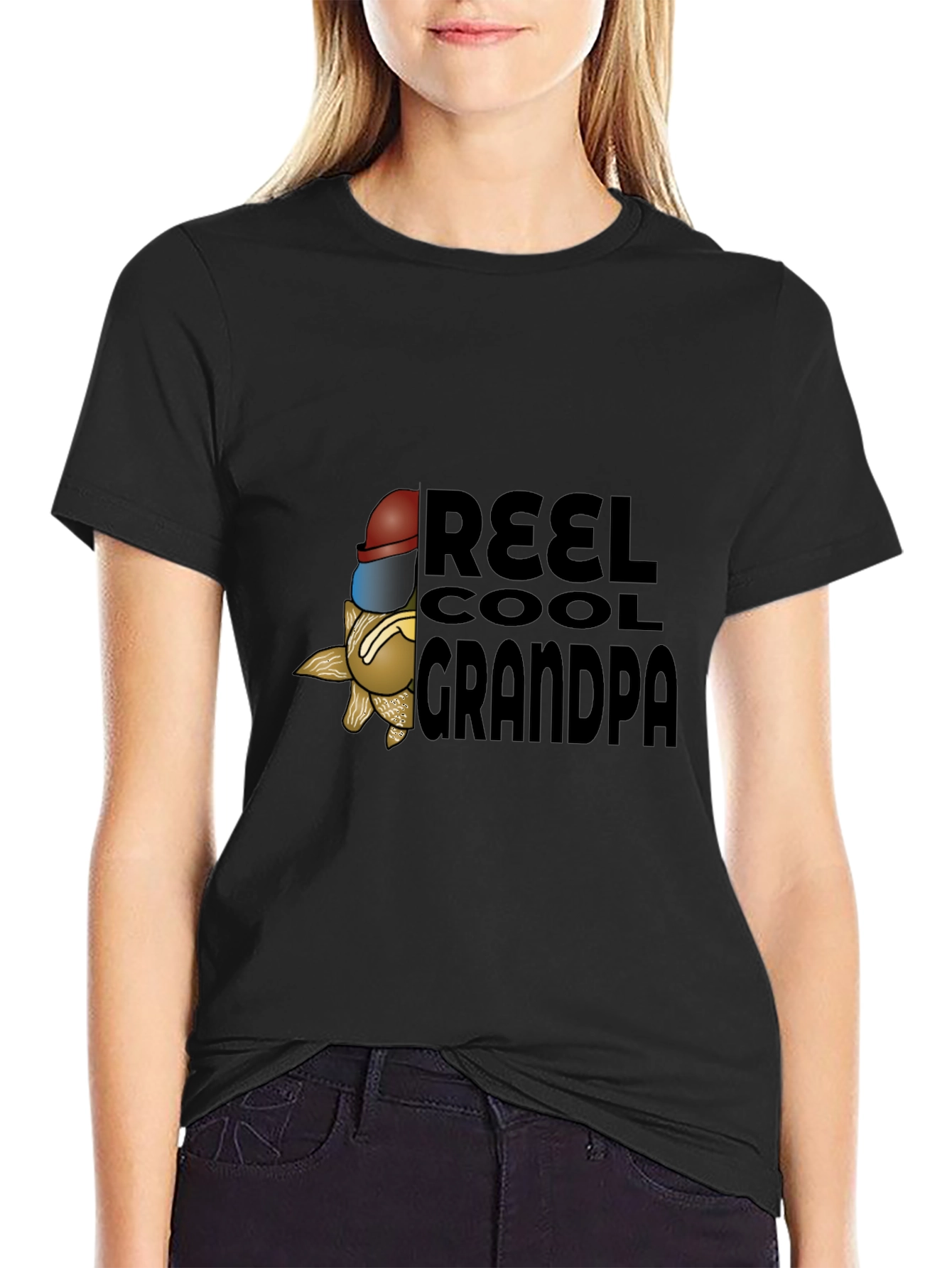 Reel Cool Grandpa Black T-Shirt