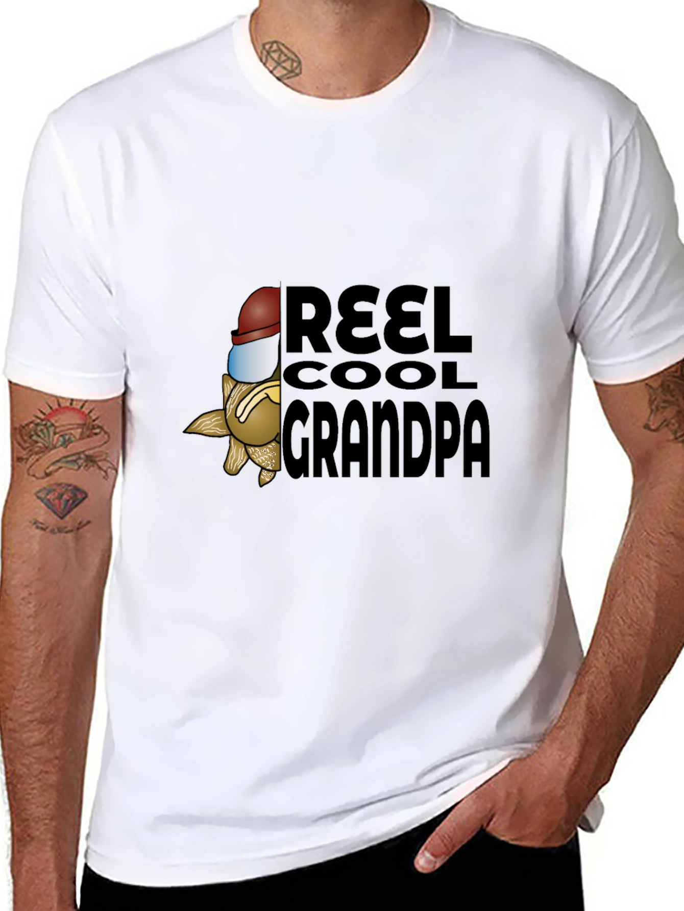 Reel Cool Grandpa Black T-Shirt