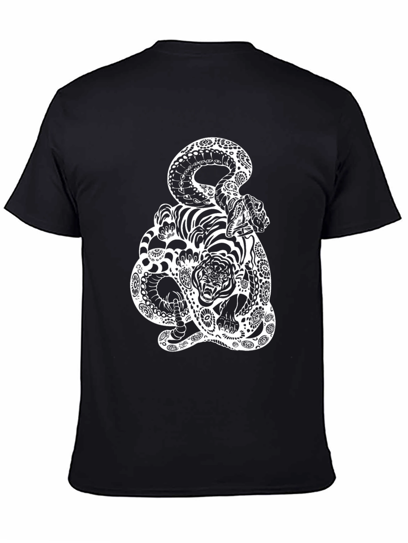 Snake and Tiger Graphic Tee - Black