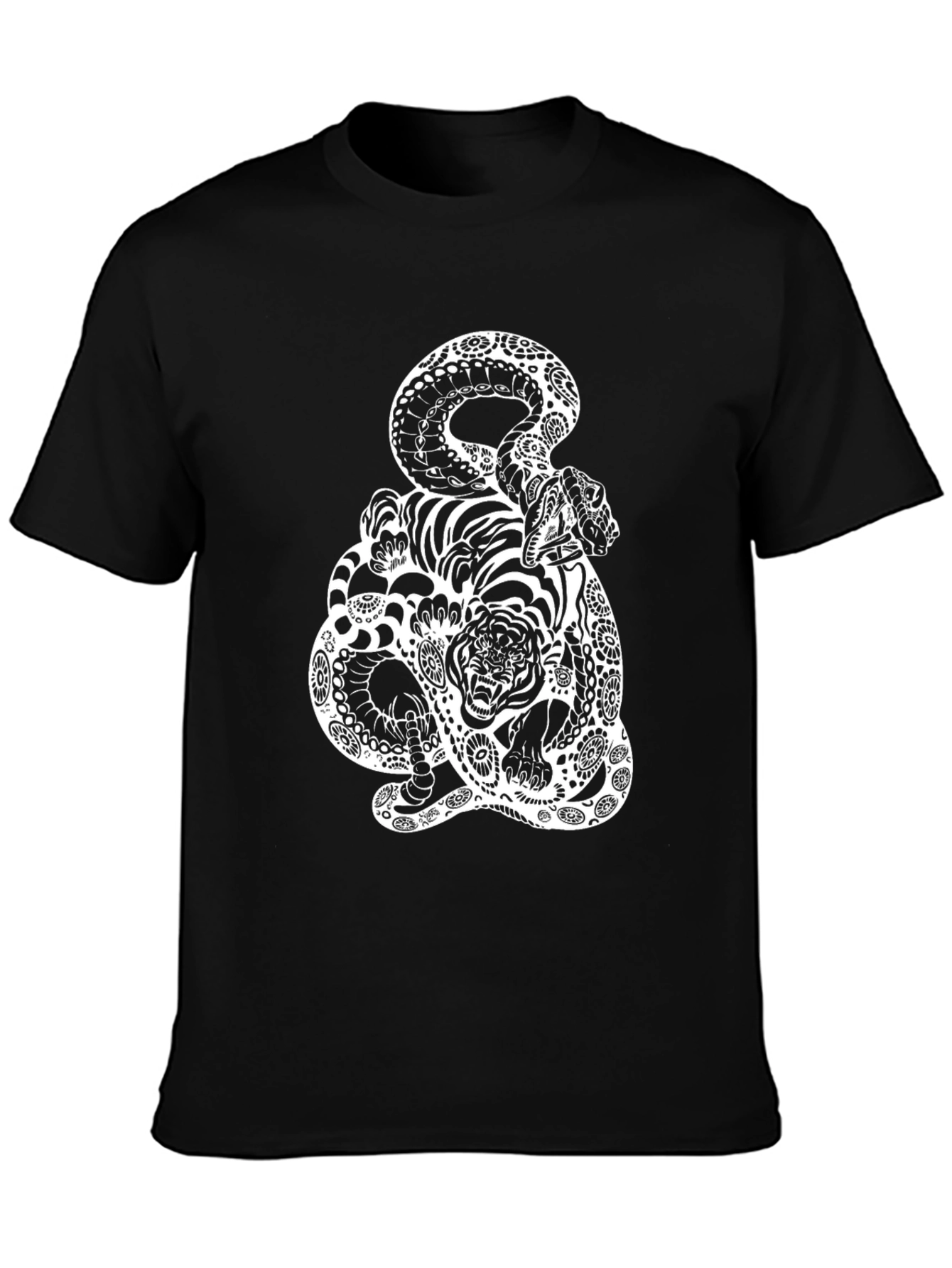 Snake and Tiger Graphic Tee - Black