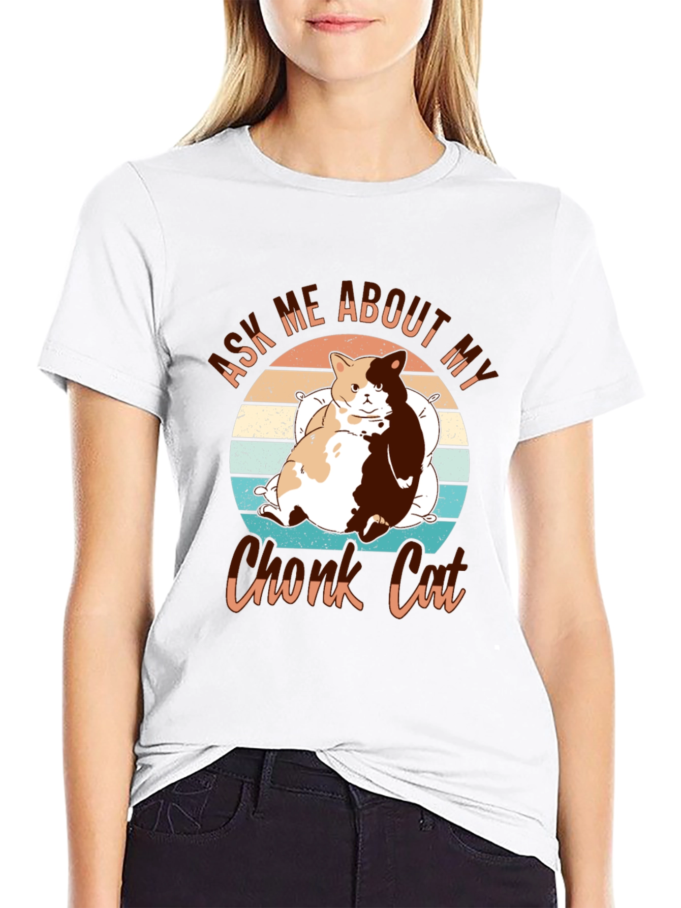 Chonk Cat T-Shirt - Ask Me About My Cat!