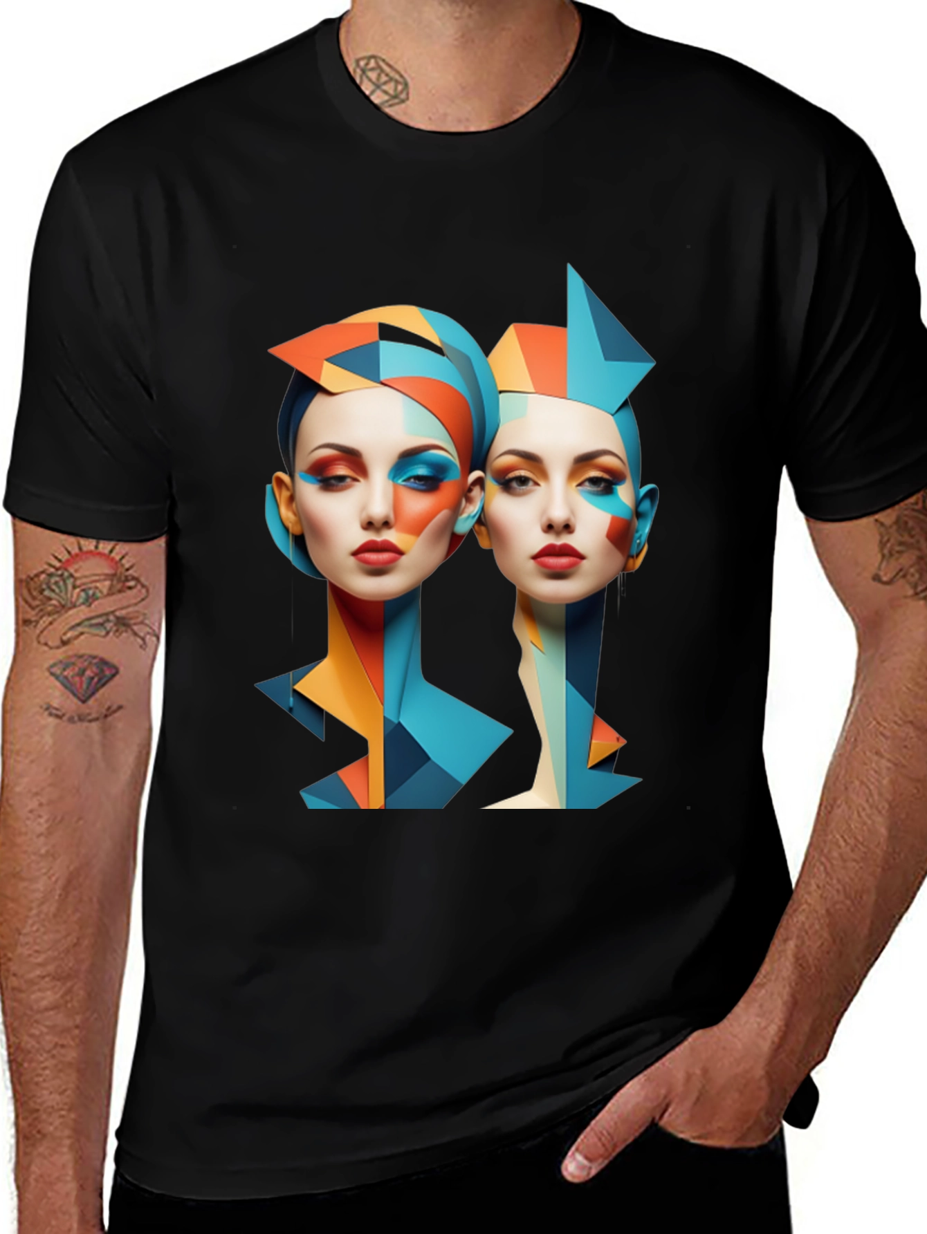 Geometric Women Graphic Tee - Modern Art Shirt