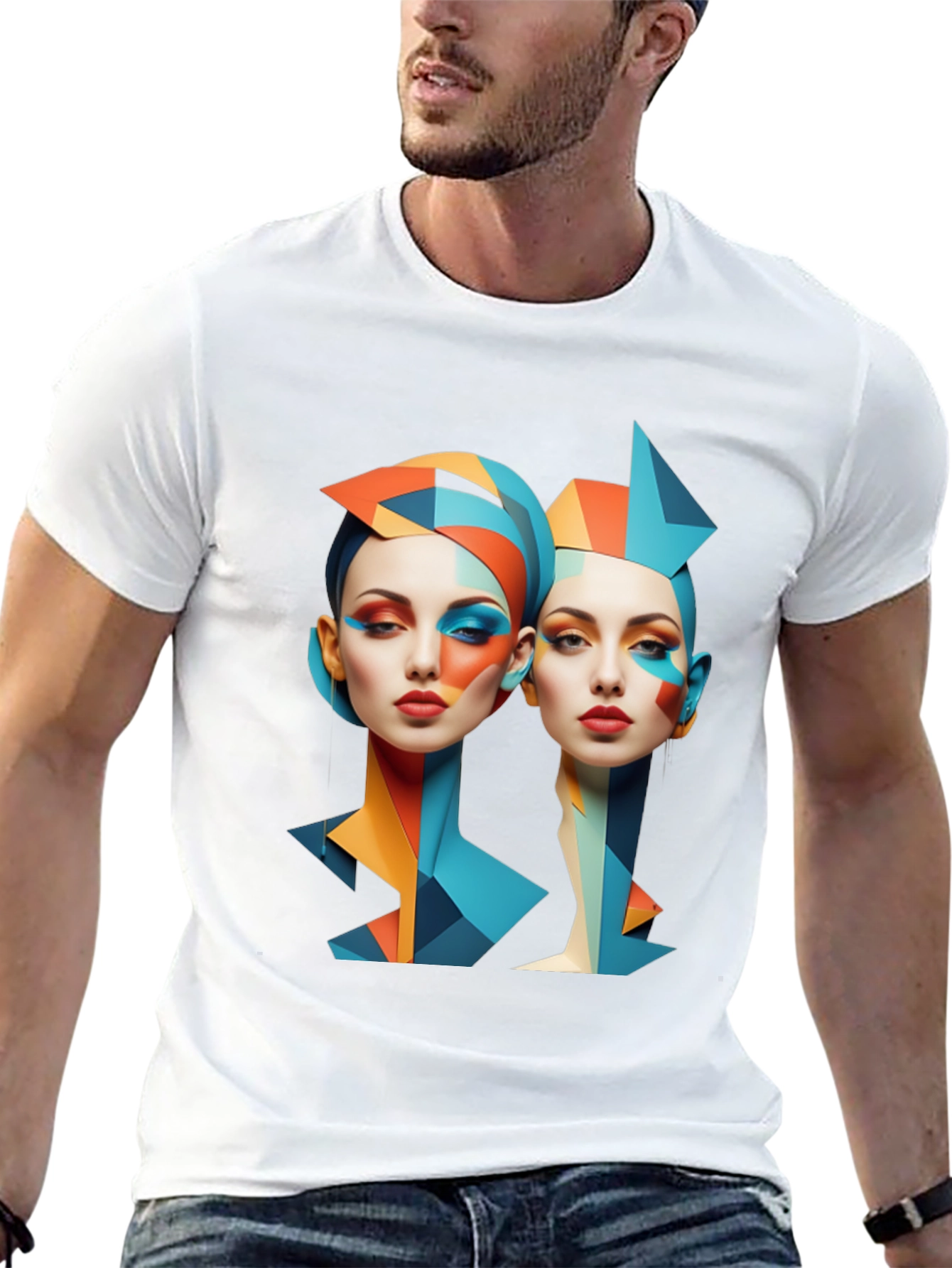 Geometric Women Graphic Tee - Modern Art Shirt