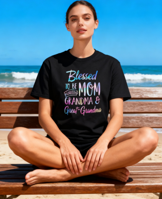 Blessed Multigenerational Mom Grandma Great-Grandma 100% Cotton T-Shirt - Unisex Versatile Family Pride TeeT584490